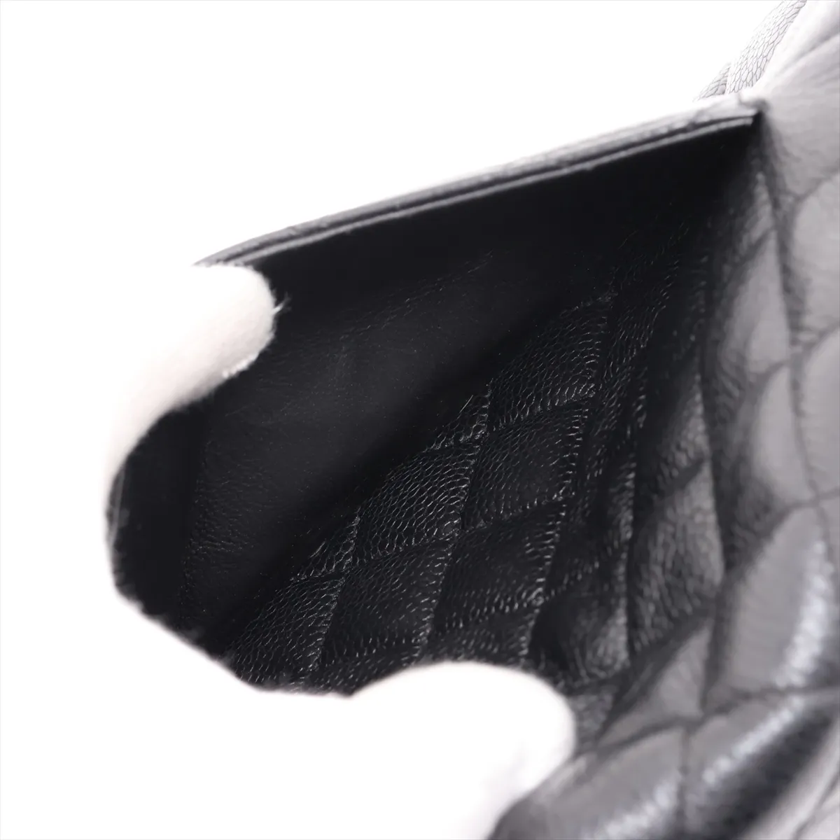 [Individually packaged] Chanel Matelassé 25 Caviar Skin Double Flap Double Chain Bag, Black with Silver Hardware, 13842370, Serial Number , A01112 — view 10
