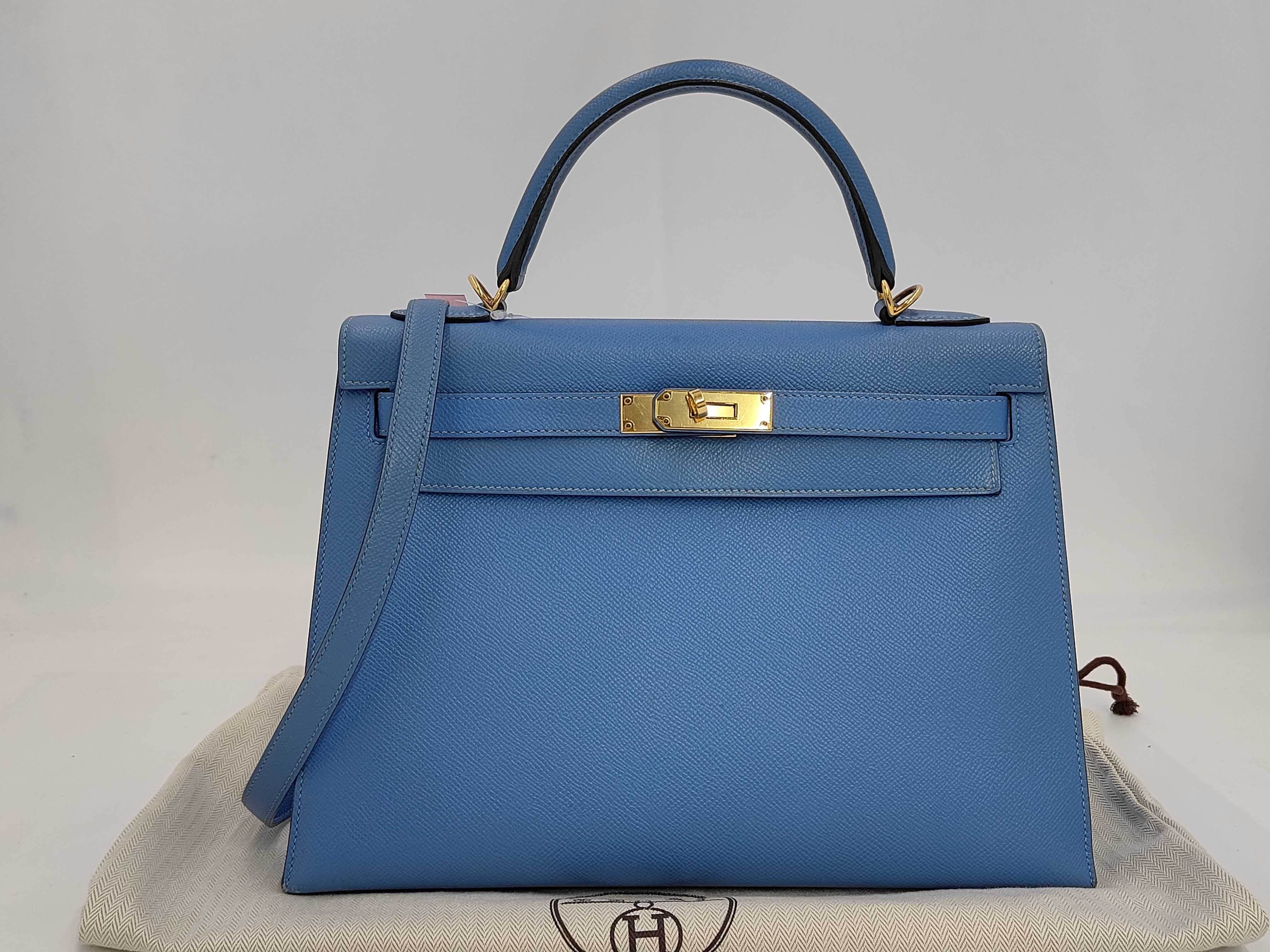 Kelly 32 Blue Paradise Gold Hardware T Stamp Handbag