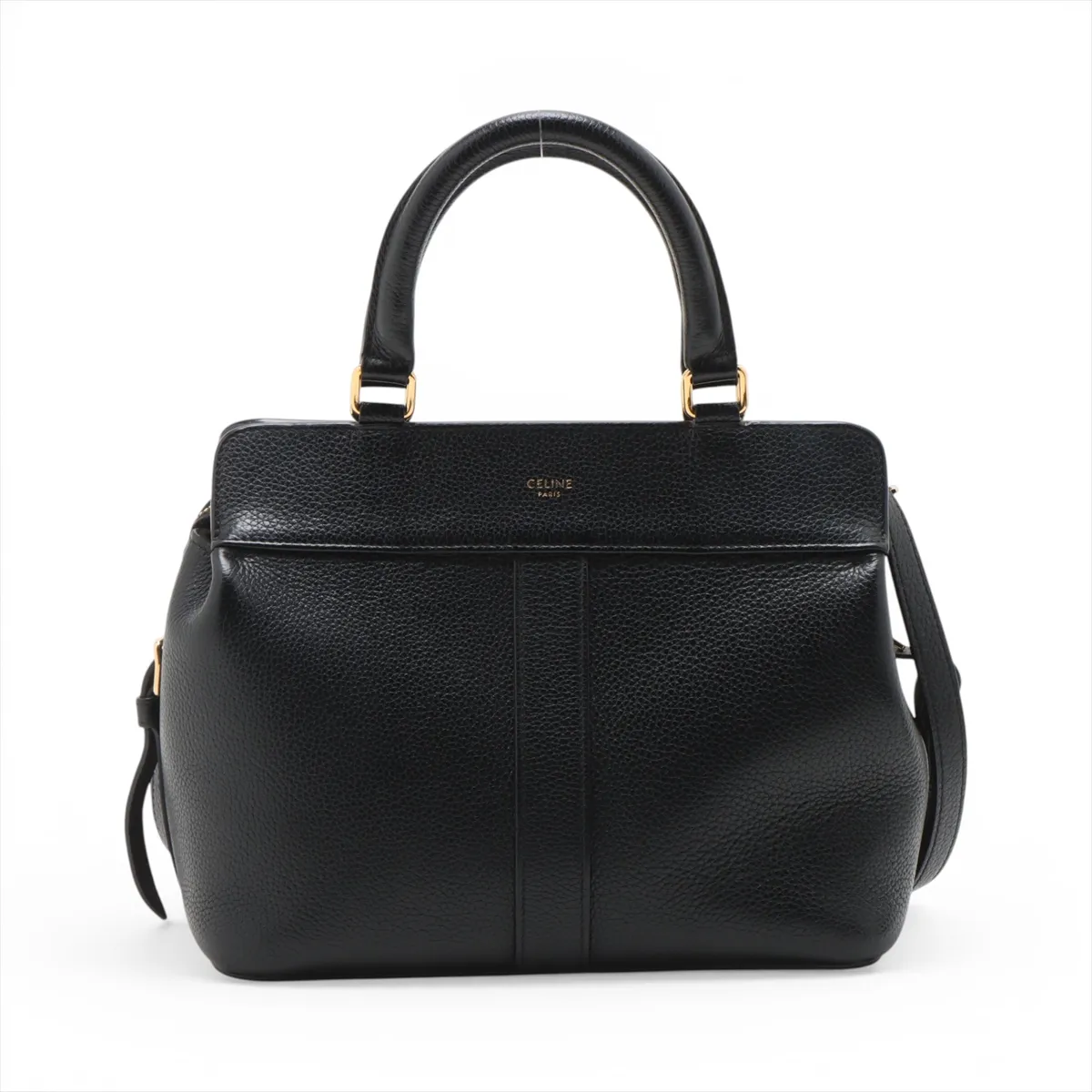 Small Cabas de France Leather 2-Way Handbag, Black