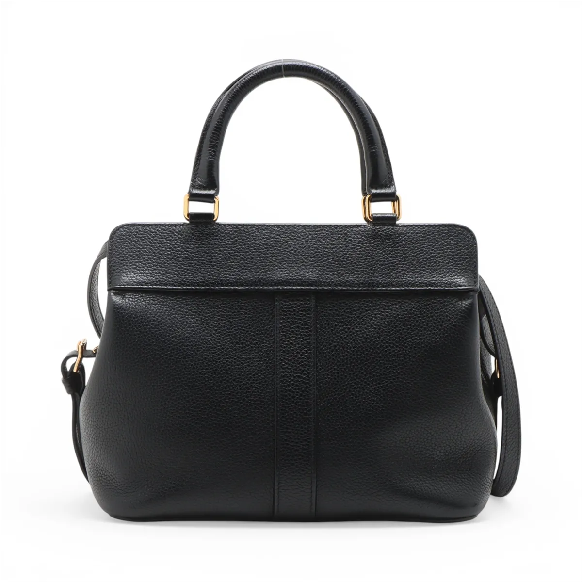 Small Cabas de France Leather 2-Way Handbag, Black — view 2