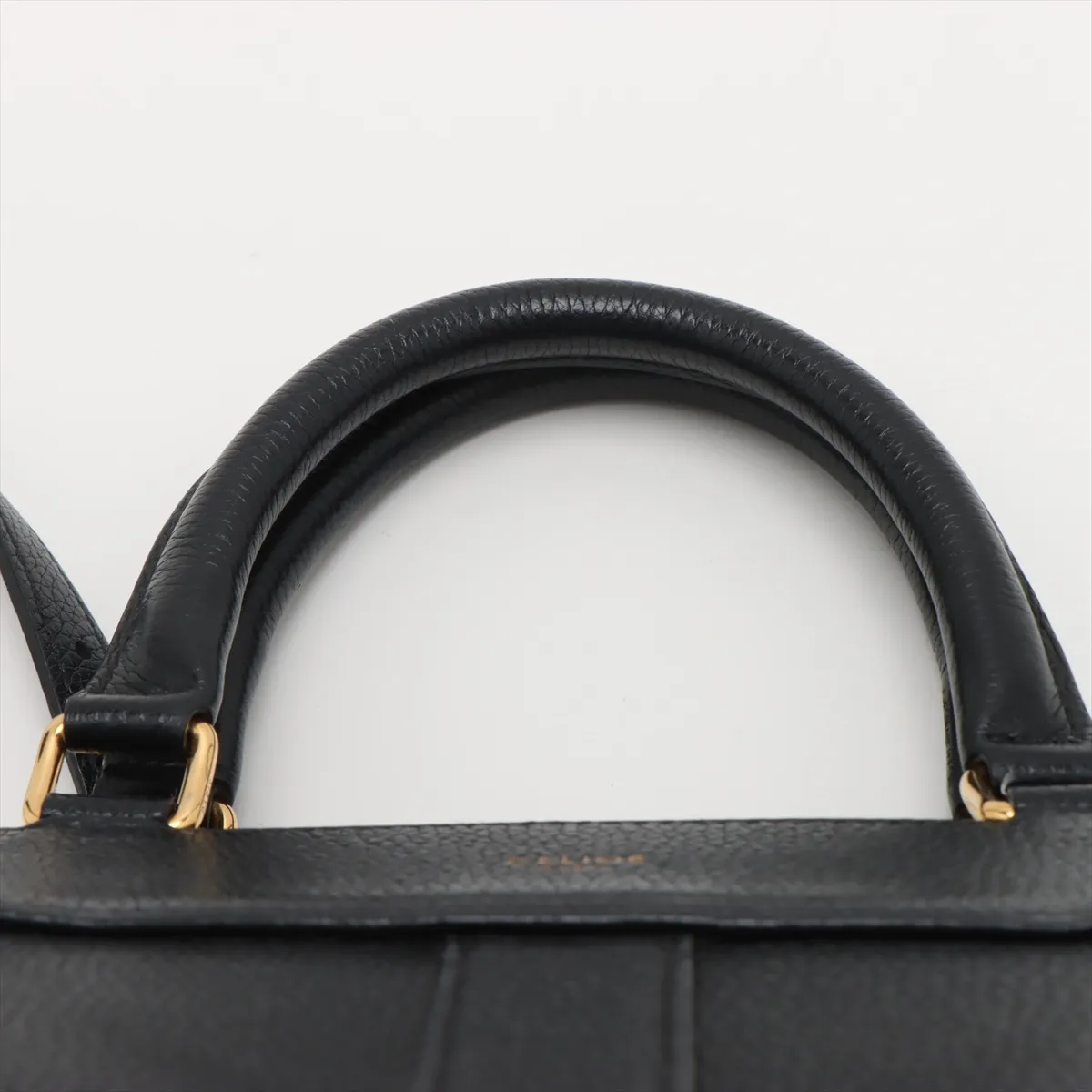 Small Cabas de France Leather 2-Way Handbag, Black — view 6