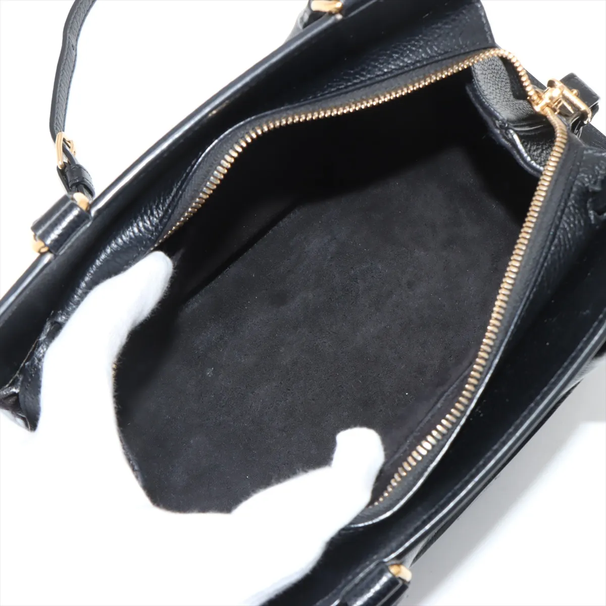 Small Cabas de France Leather 2-Way Handbag, Black — view 8