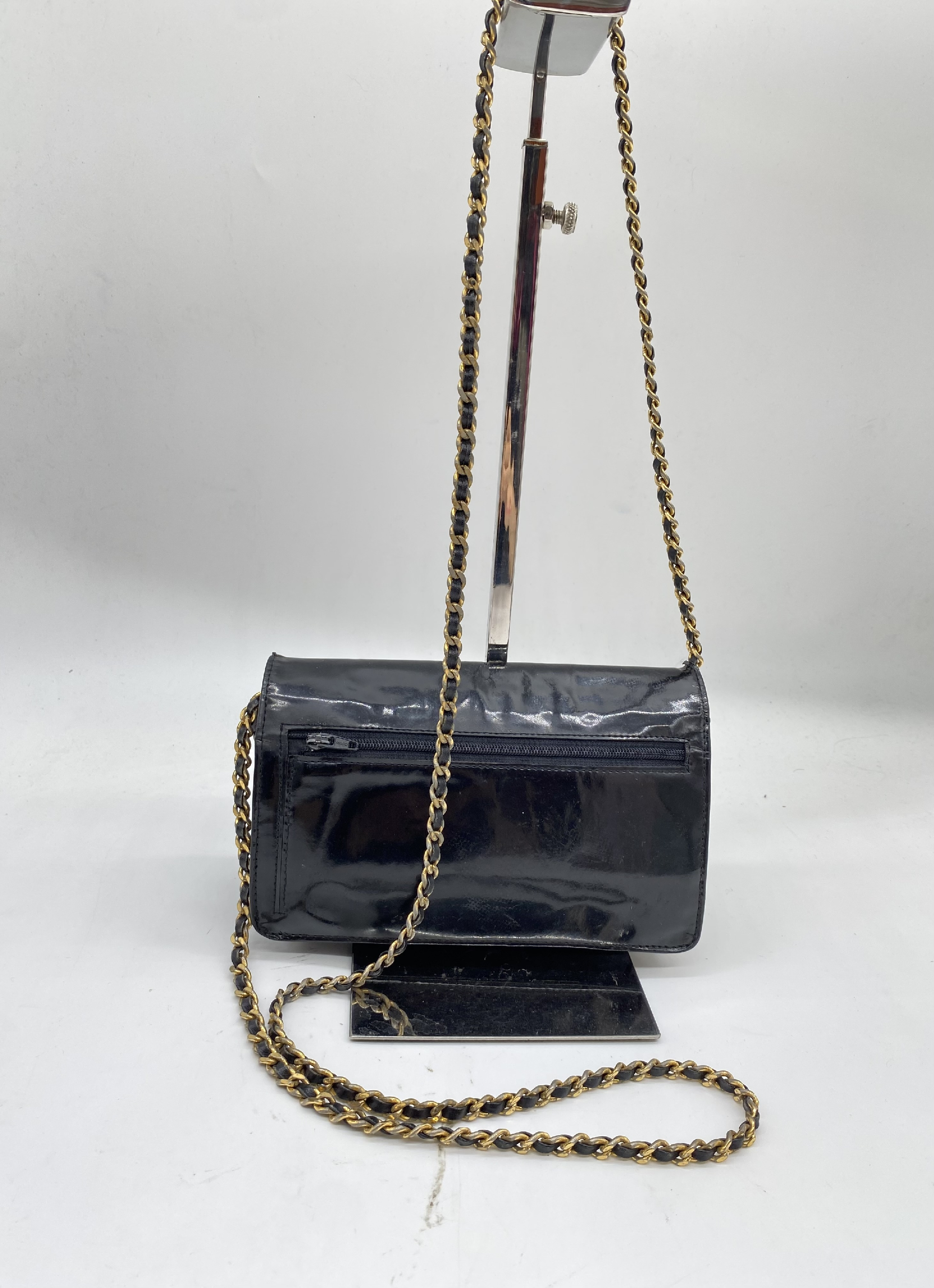 Enamel Coco Mark Chain Wallet Shoulder Bag — view 2