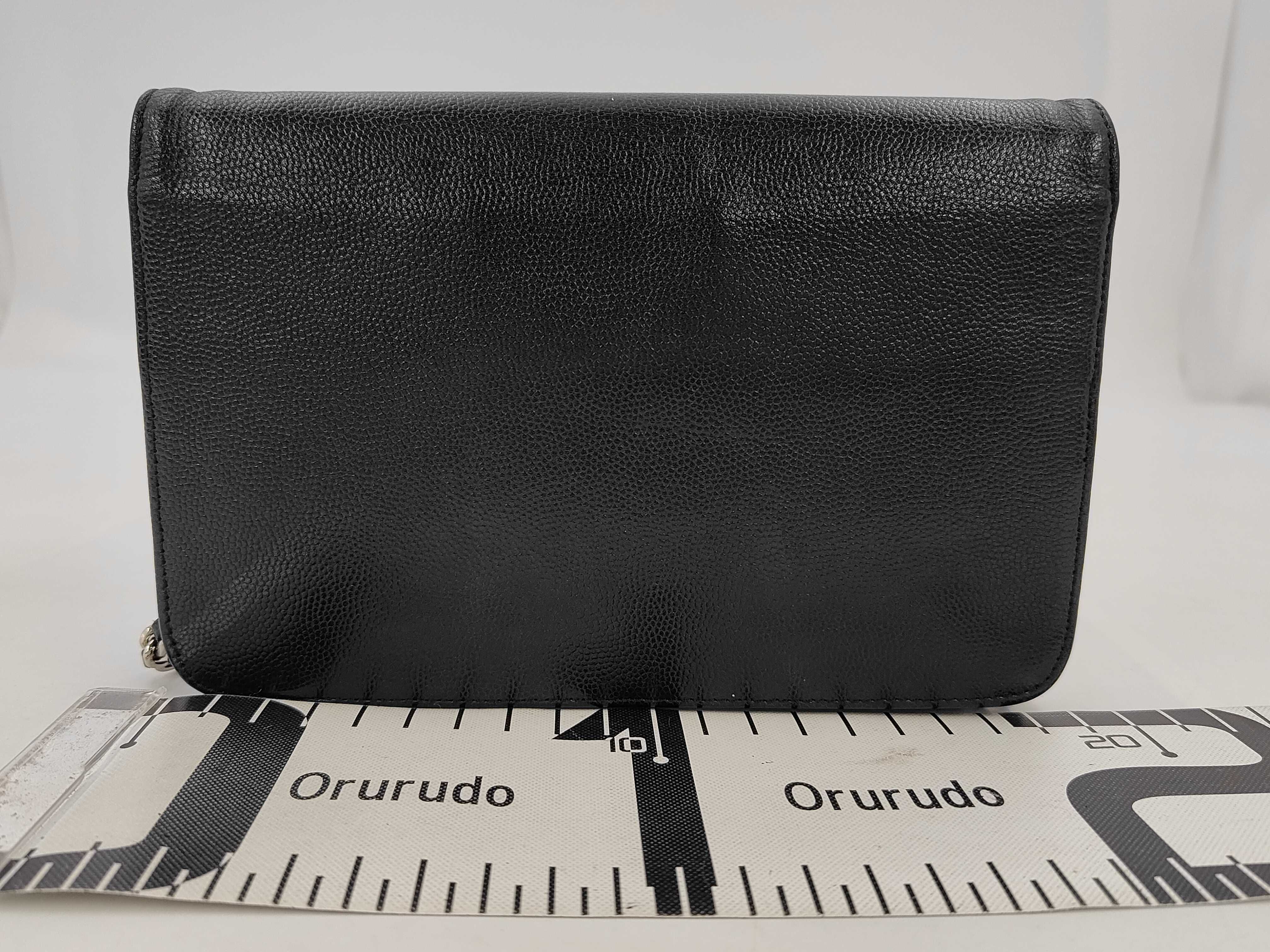 Coco Mark Caviar Skin Chain Wallet Sevruga Black Silver Hardware Serial Number 14-series Shoulder Bag — view 2