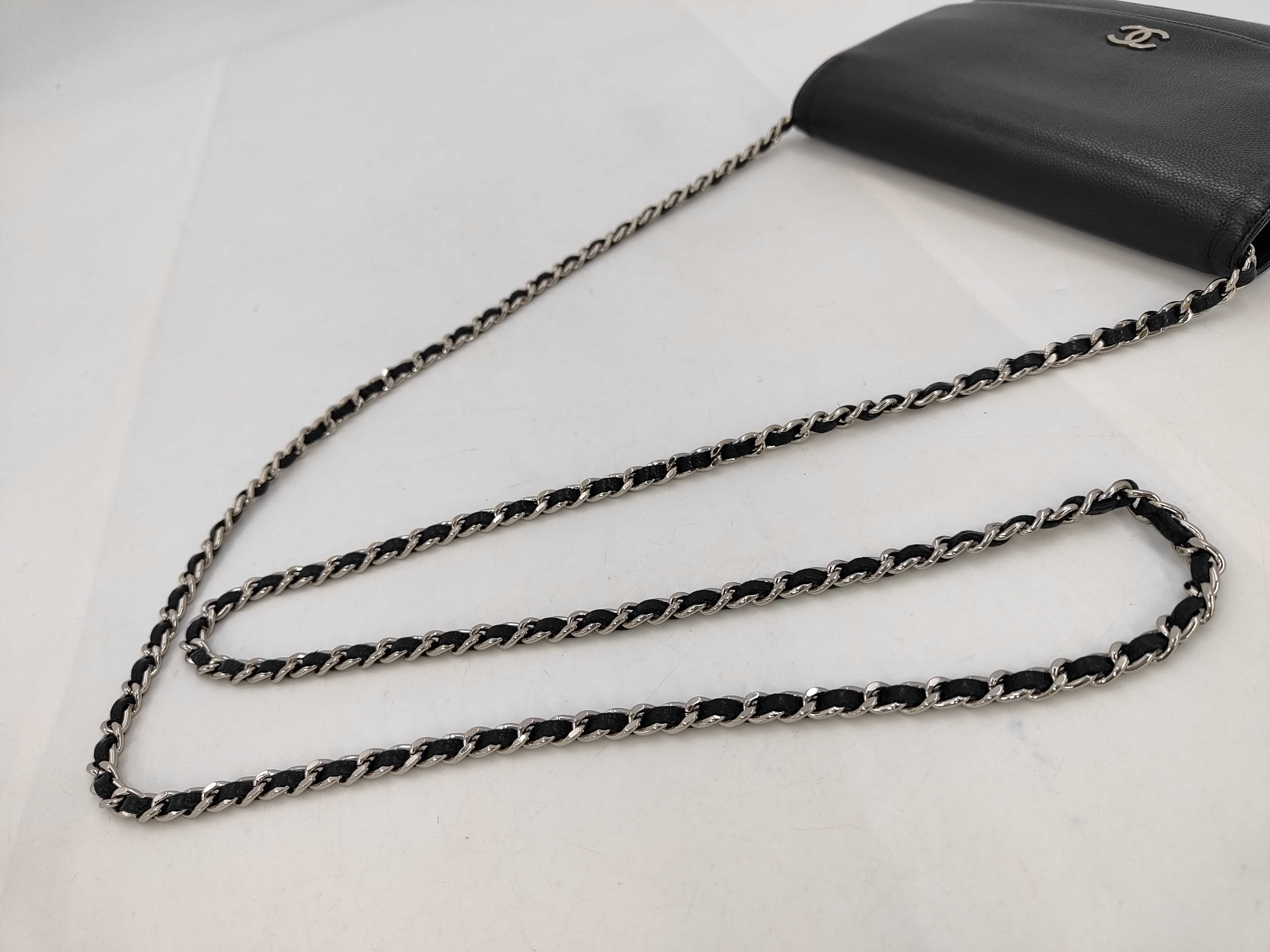 Coco Mark Caviar Skin Chain Wallet Sevruga Black Silver Hardware Serial Number 14-series Shoulder Bag — view 3
