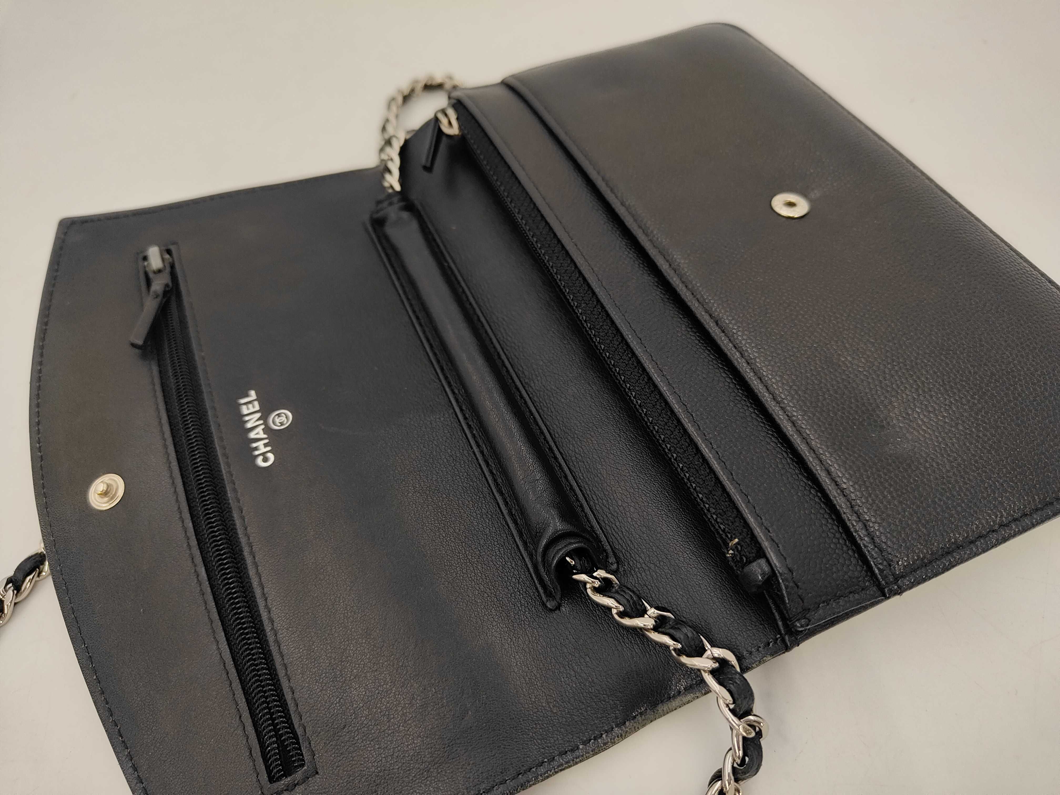 Coco Mark Caviar Skin Chain Wallet Sevruga Black Silver Hardware Serial Number 14-series Shoulder Bag — view 6