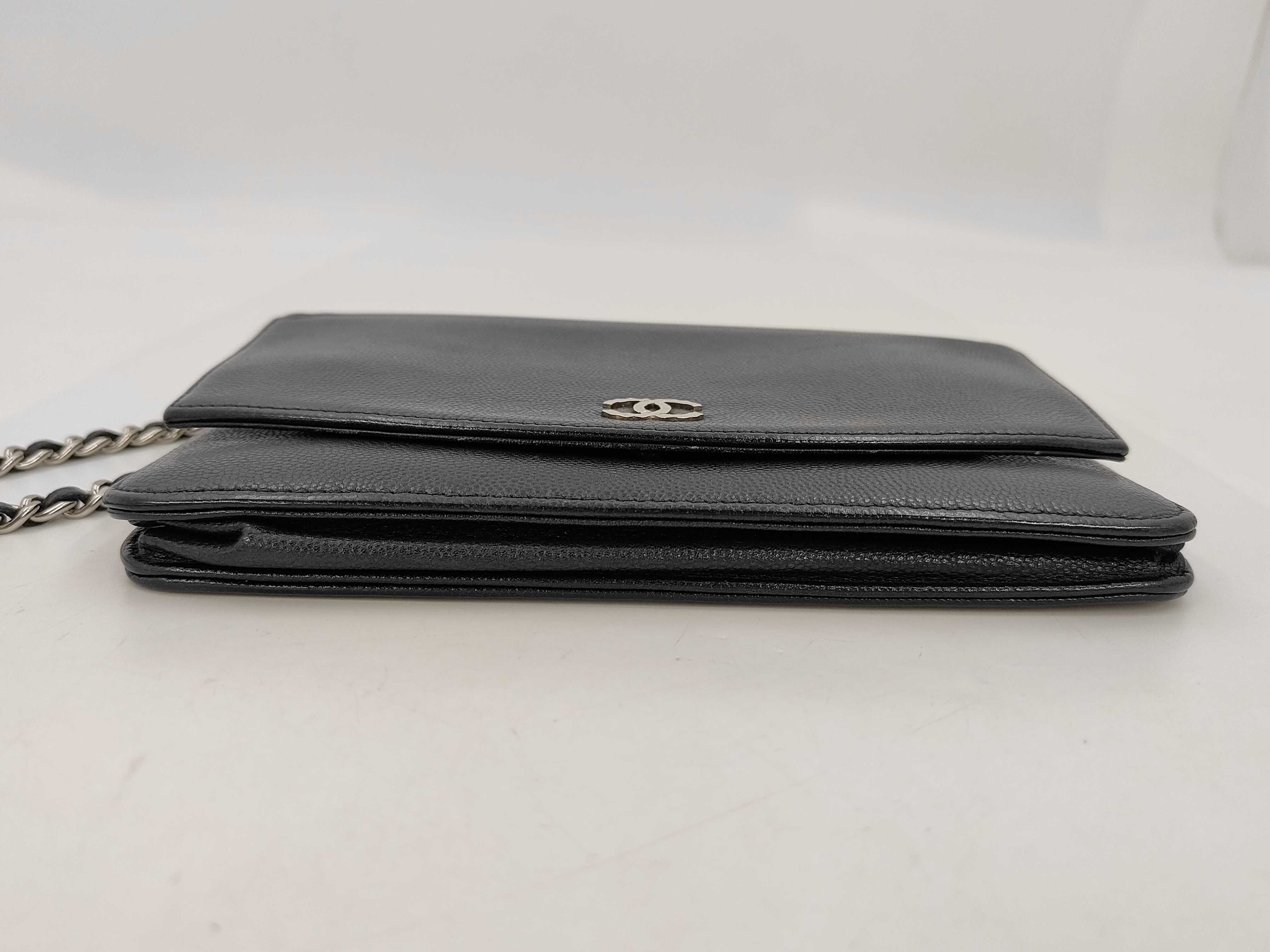 Coco Mark Caviar Skin Chain Wallet Sevruga Black Silver Hardware Serial Number 14-series Shoulder Bag — view 8