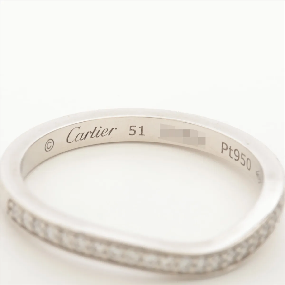 Ballerina Curve Half Eternity Diamond Ring, Pt950, 3.2g, Size 51, FBI851, Dent — view 3