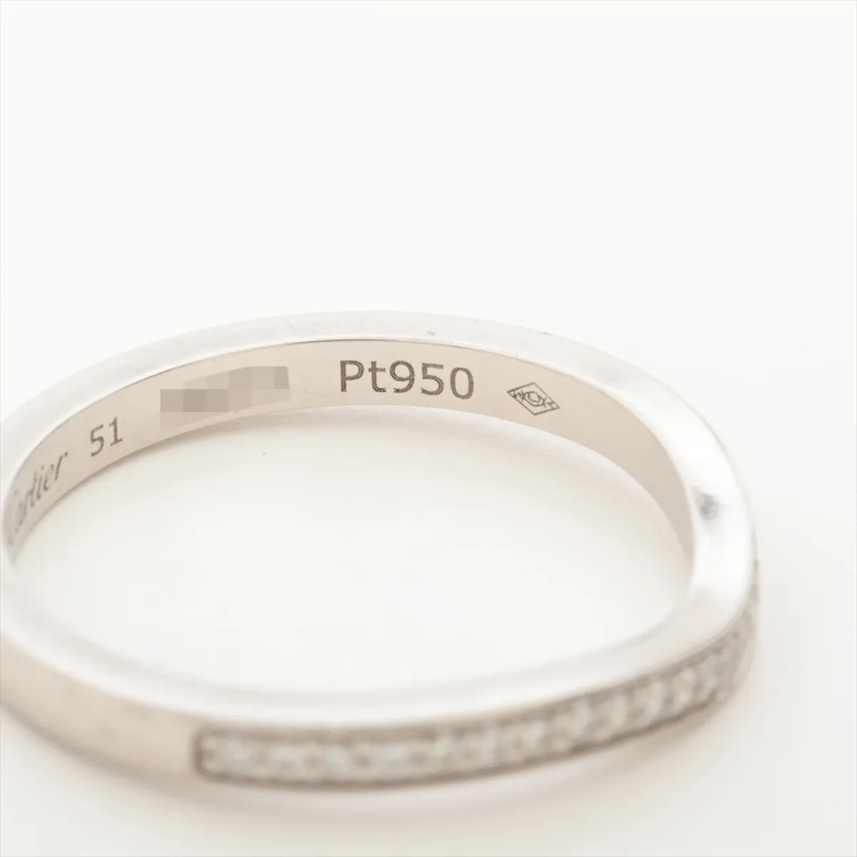 Ballerina Curve Half Eternity Diamond Ring, Pt950, 3.2g, Size 51, FBI851, Dent — view 4