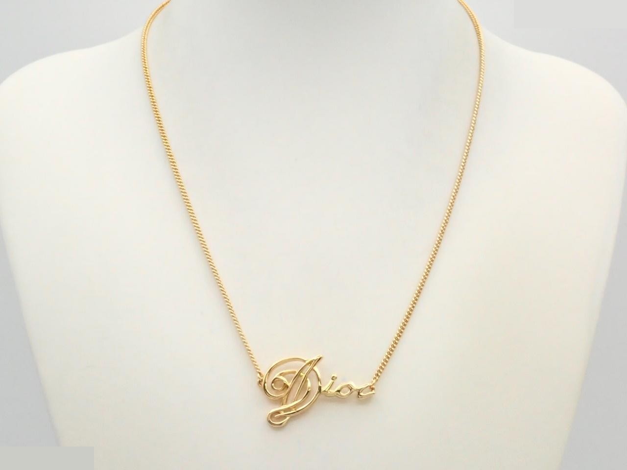 Script logo precious metal necklace/pendant, total length approximately 46 cm — view 3