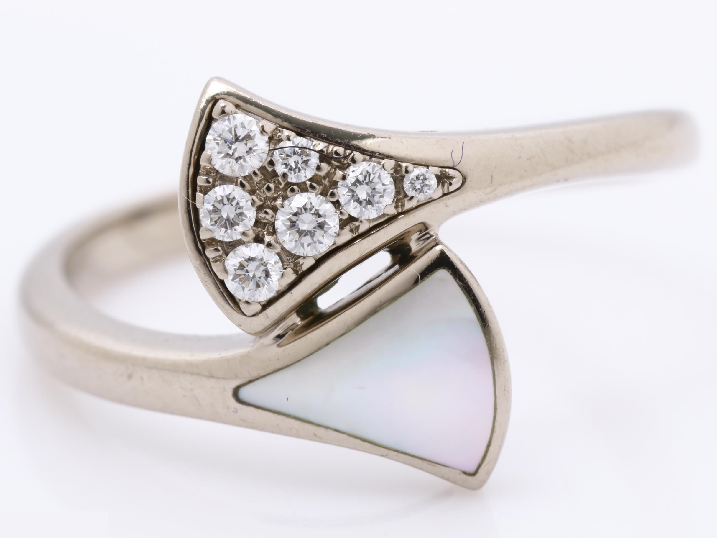 Other line: Precious metal ring, 750YG, shell, diamond, 3.4g, #53 — view 2