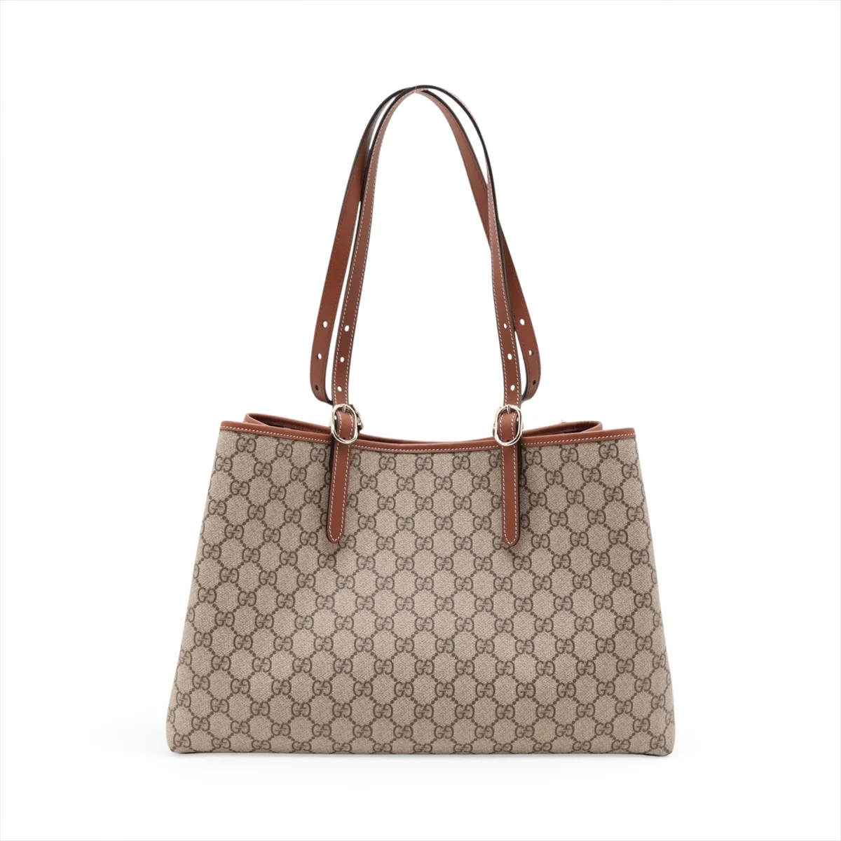 GG Supreme PVC x Leather Tote Bag, Beige x Brown, 815213 — view 2