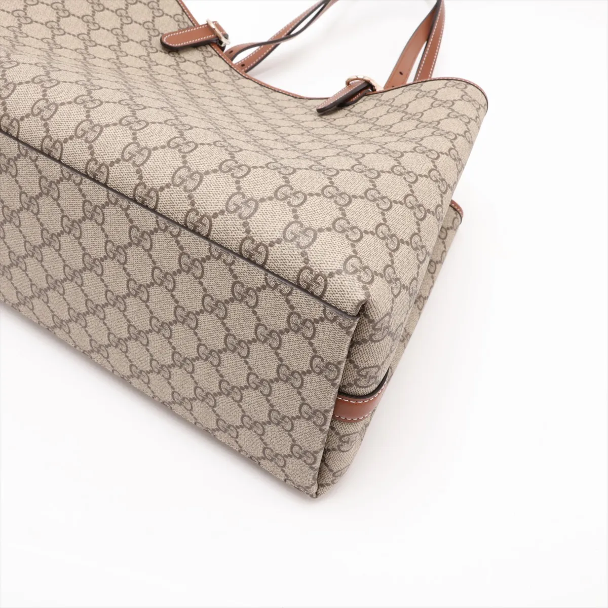 GG Supreme PVC x Leather Tote Bag, Beige x Brown, 815213 — view 3