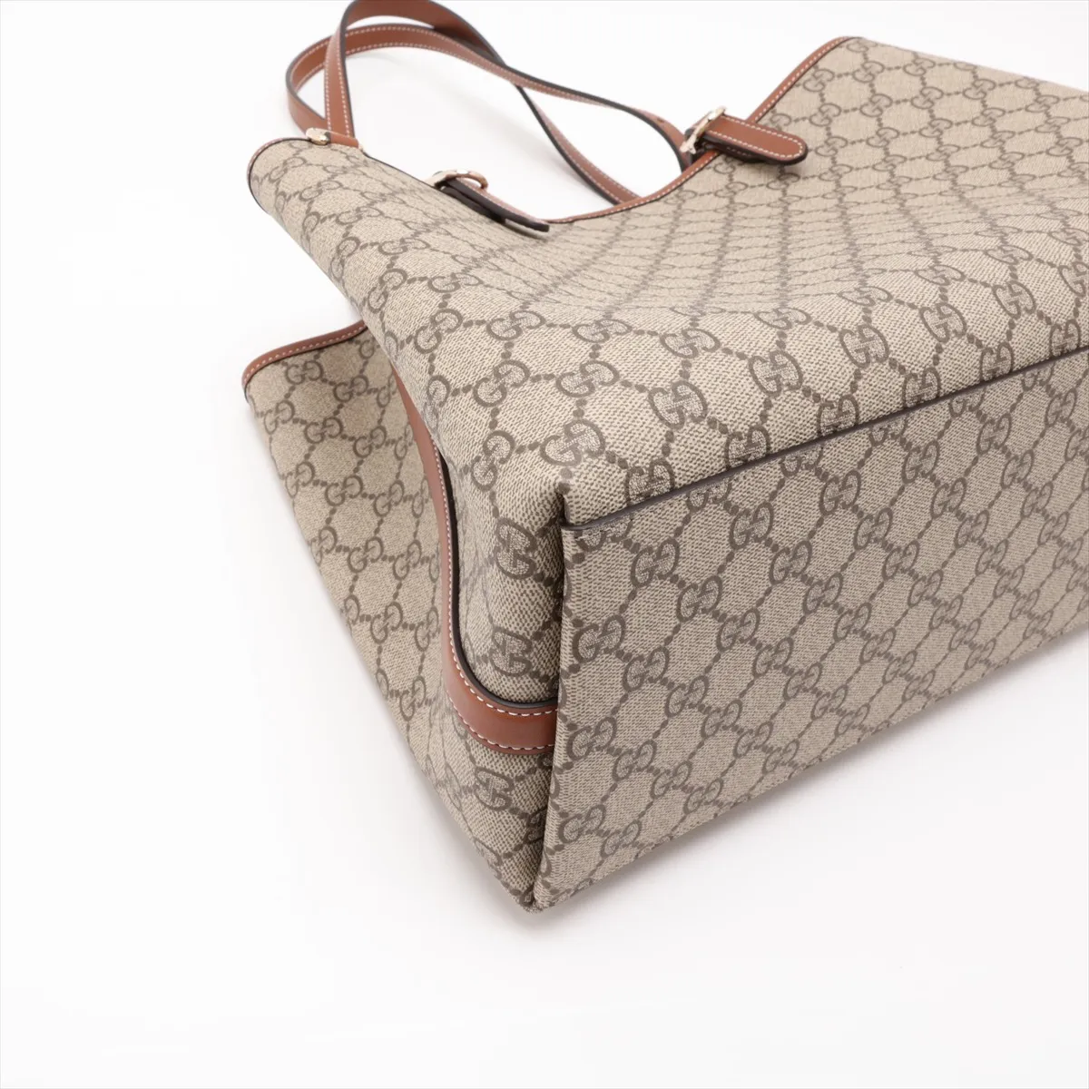 GG Supreme PVC x Leather Tote Bag, Beige x Brown, 815213 — view 4
