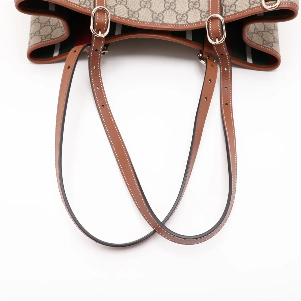 GG Supreme PVC x Leather Tote Bag, Beige x Brown, 815213 — view 5