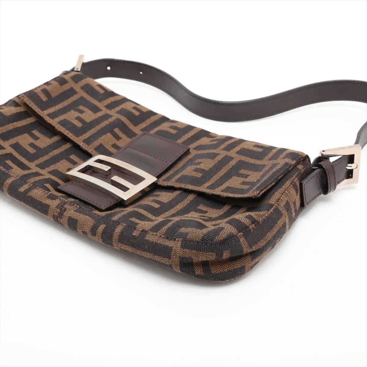 Zucca Mamma Bucket Canvas x Leather Shoulder Bag, Brown — view 3