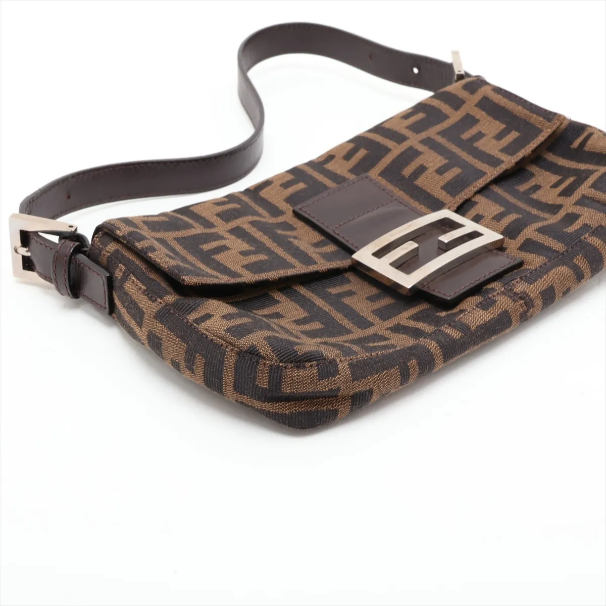 Zucca Mamma Bucket Canvas x Leather Shoulder Bag, Brown — view 4