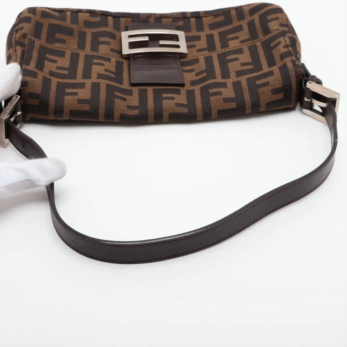Zucca Mamma Bucket Canvas x Leather Shoulder Bag, Brown — view 5