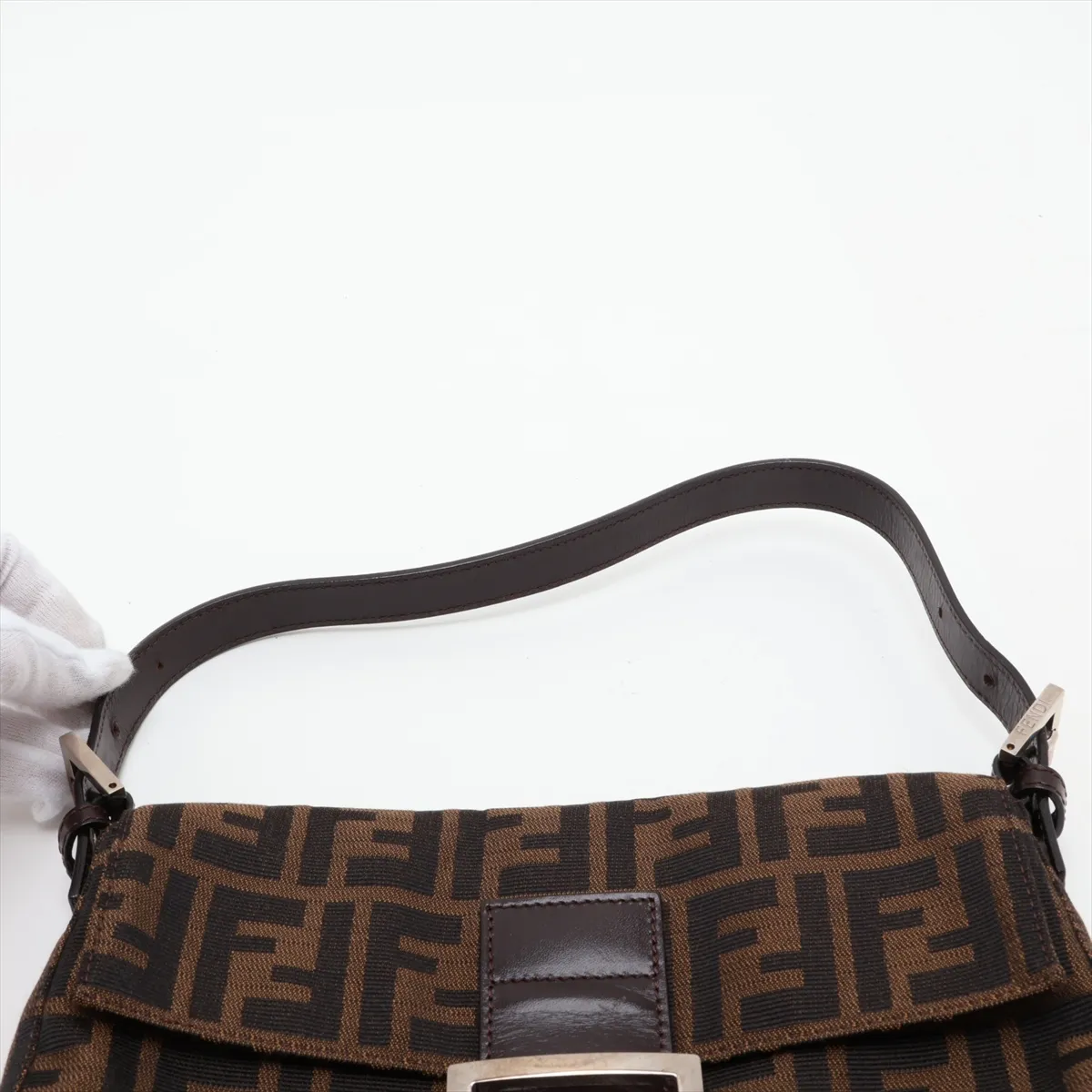 Zucca Mamma Bucket Canvas x Leather Shoulder Bag, Brown — view 6