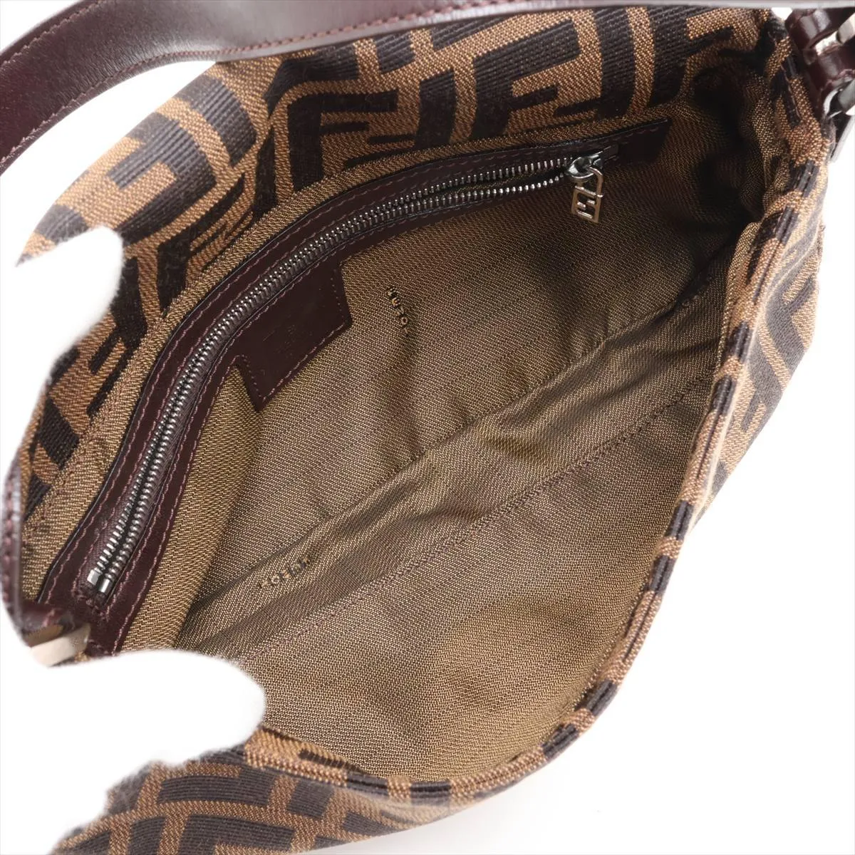 Zucca Mamma Bucket Canvas x Leather Shoulder Bag, Brown — view 7