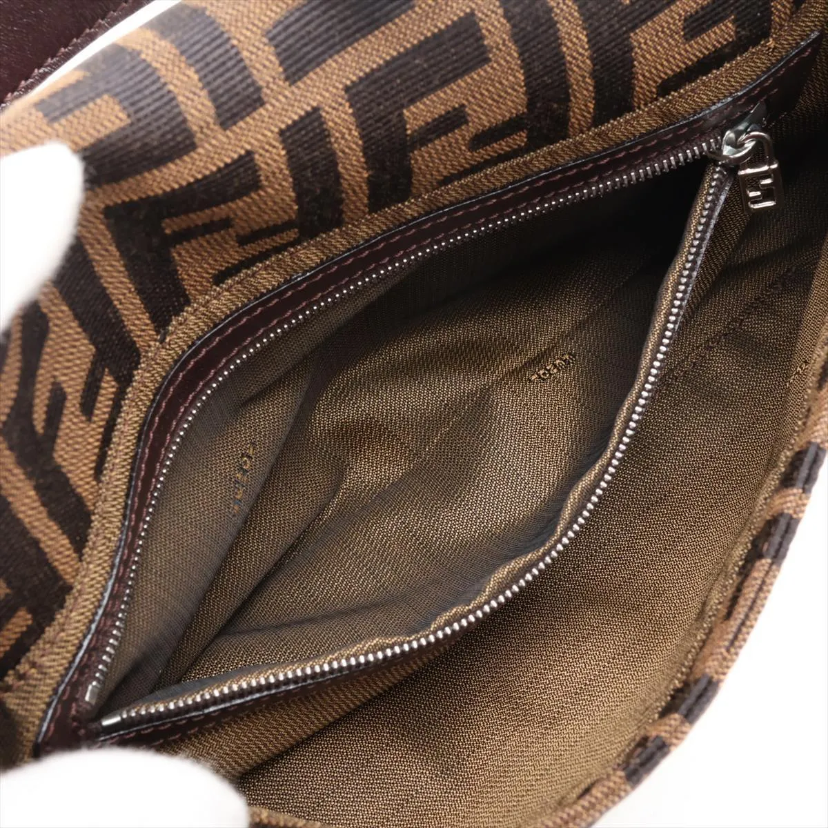 Zucca Mamma Bucket Canvas x Leather Shoulder Bag, Brown — view 8