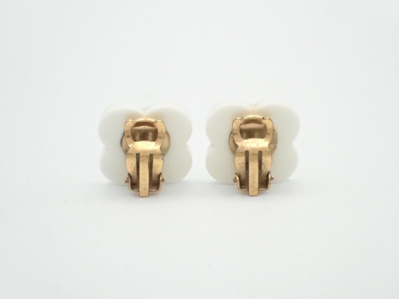 Camellia Collection Earrings, Coco Mark, White/Black, 02P — view 2