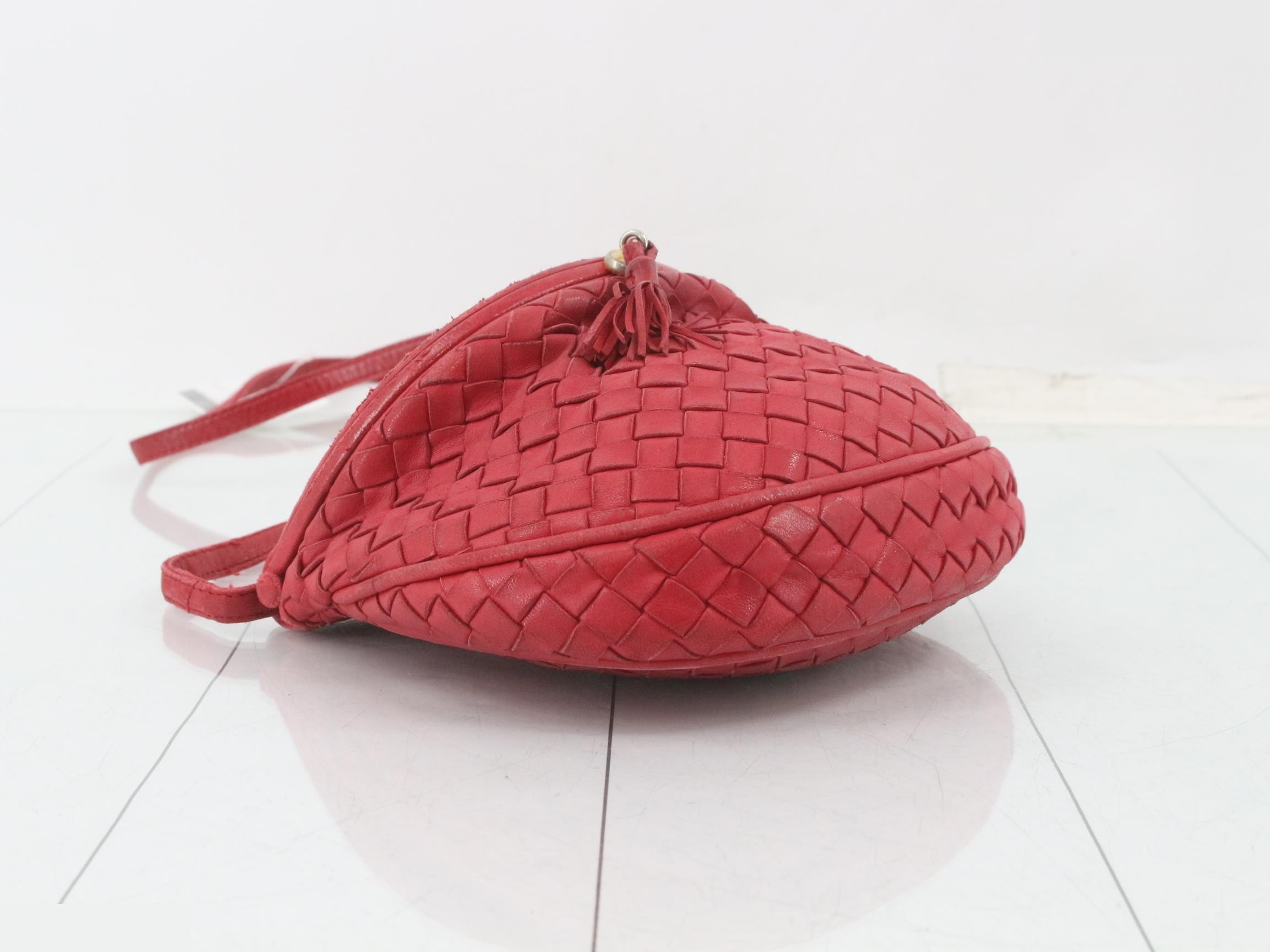 Intrecciato Shoulder Bag, Red — view 5