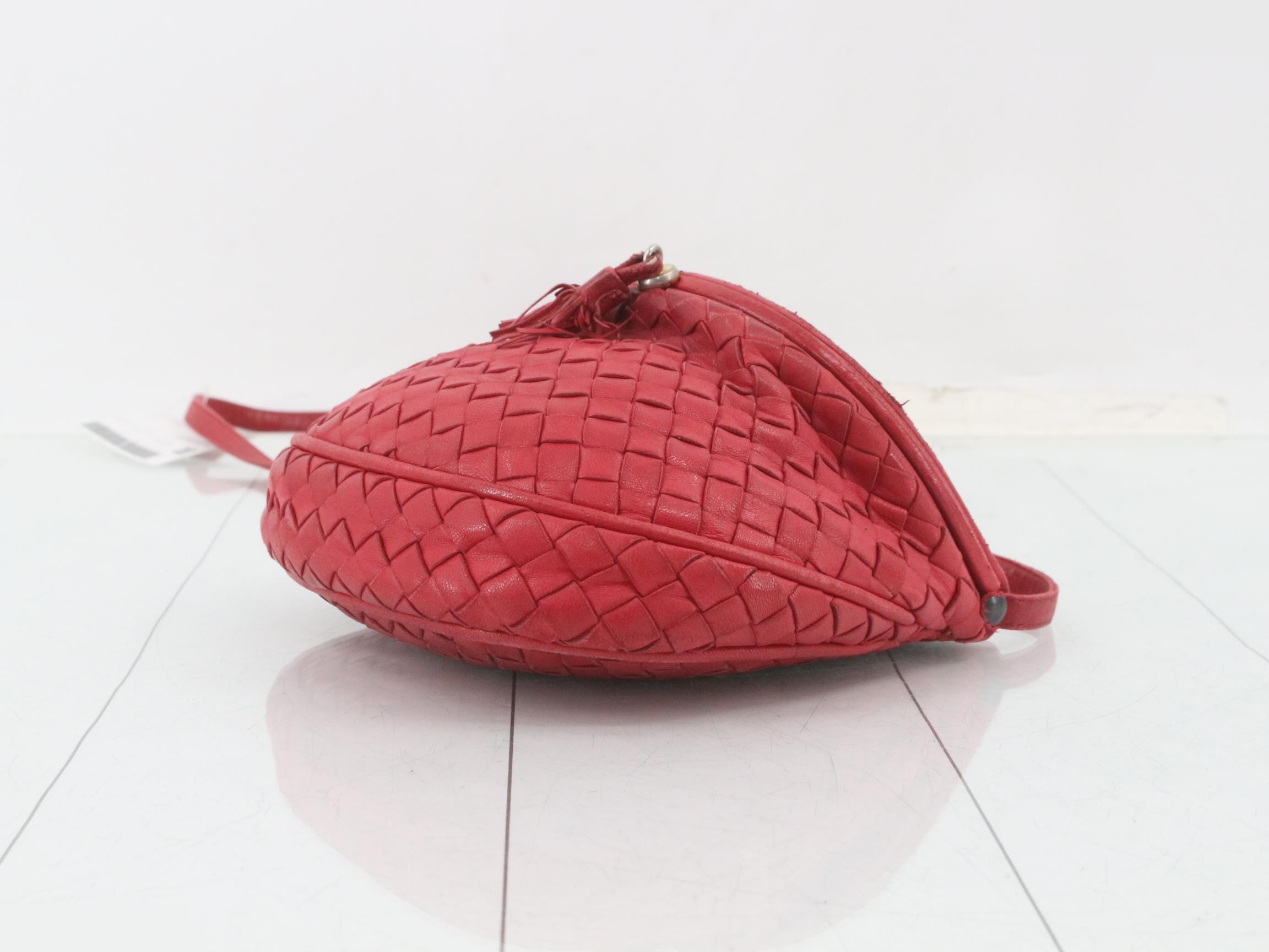 Intrecciato Shoulder Bag, Red — view 6