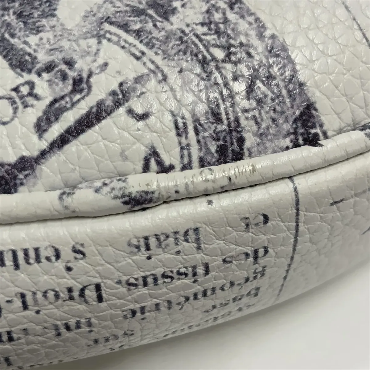 Newspaper Saddle Leather Body Bag, White x Gray — view 13