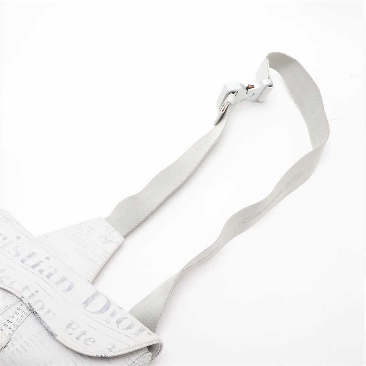 Newspaper Saddle Leather Body Bag, White x Gray — view 5