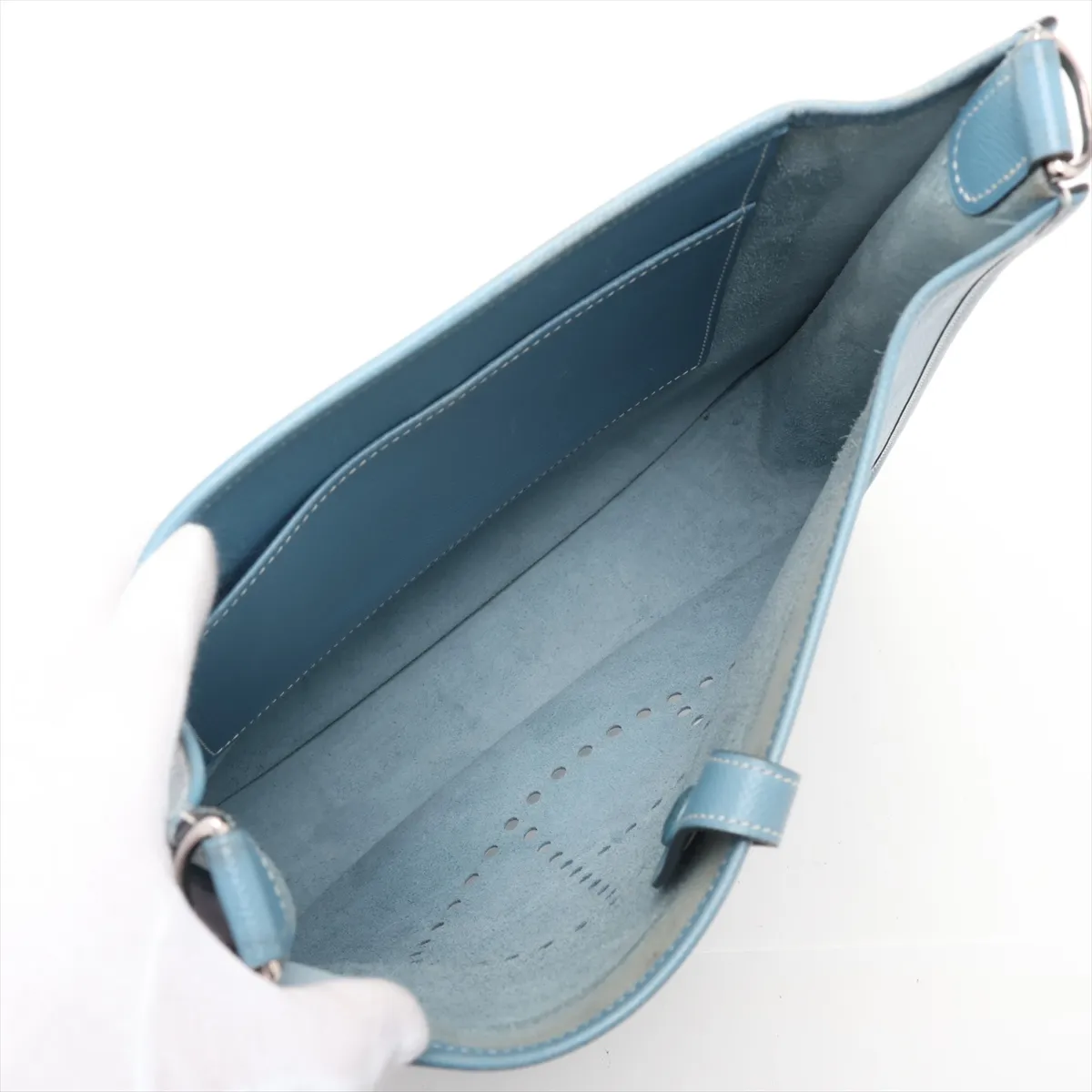 Evelyne 1 29 PM, Veau Epsom leather, Blue Jean color, Silver hardware, J: 2006 — view 6