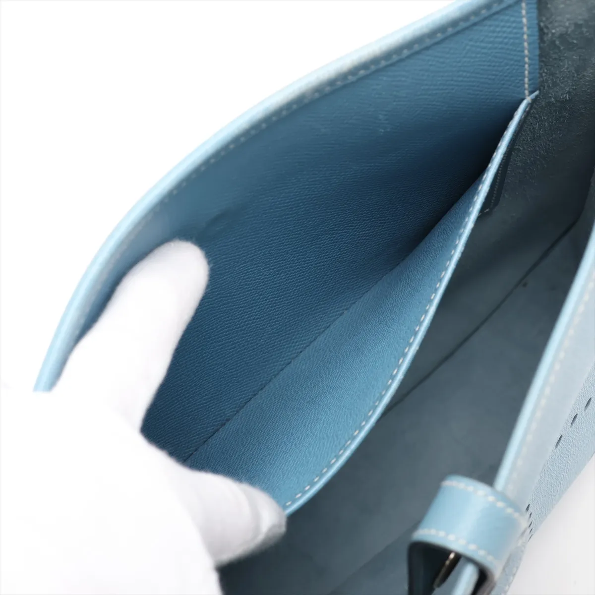 Evelyne 1 29 PM, Veau Epsom leather, Blue Jean color, Silver hardware, J: 2006 — view 7