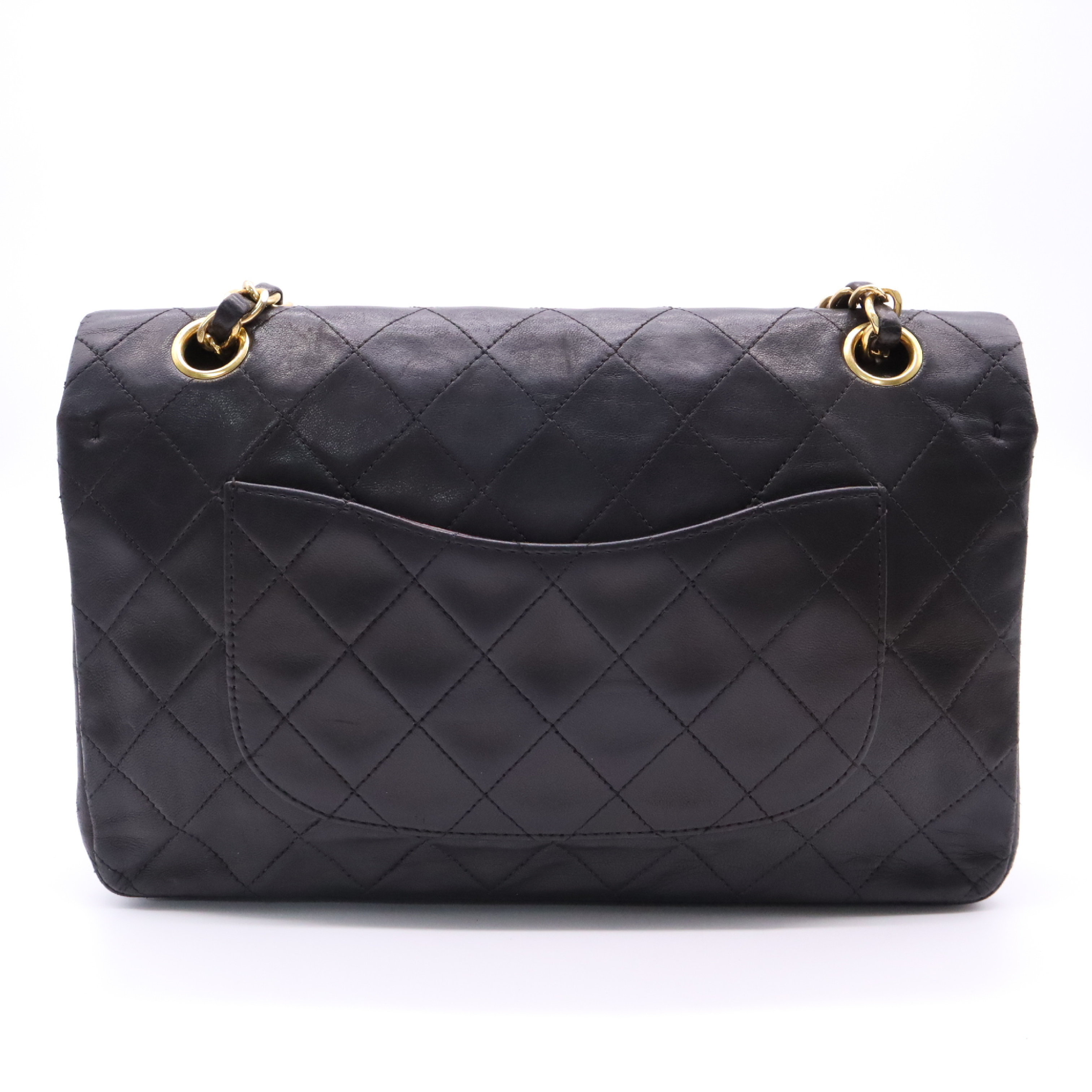 Lambskin Matelassé 25 Double Flap Double Chain Gold Hardware Black Seal 5024893 Shoulder Bag — view 2