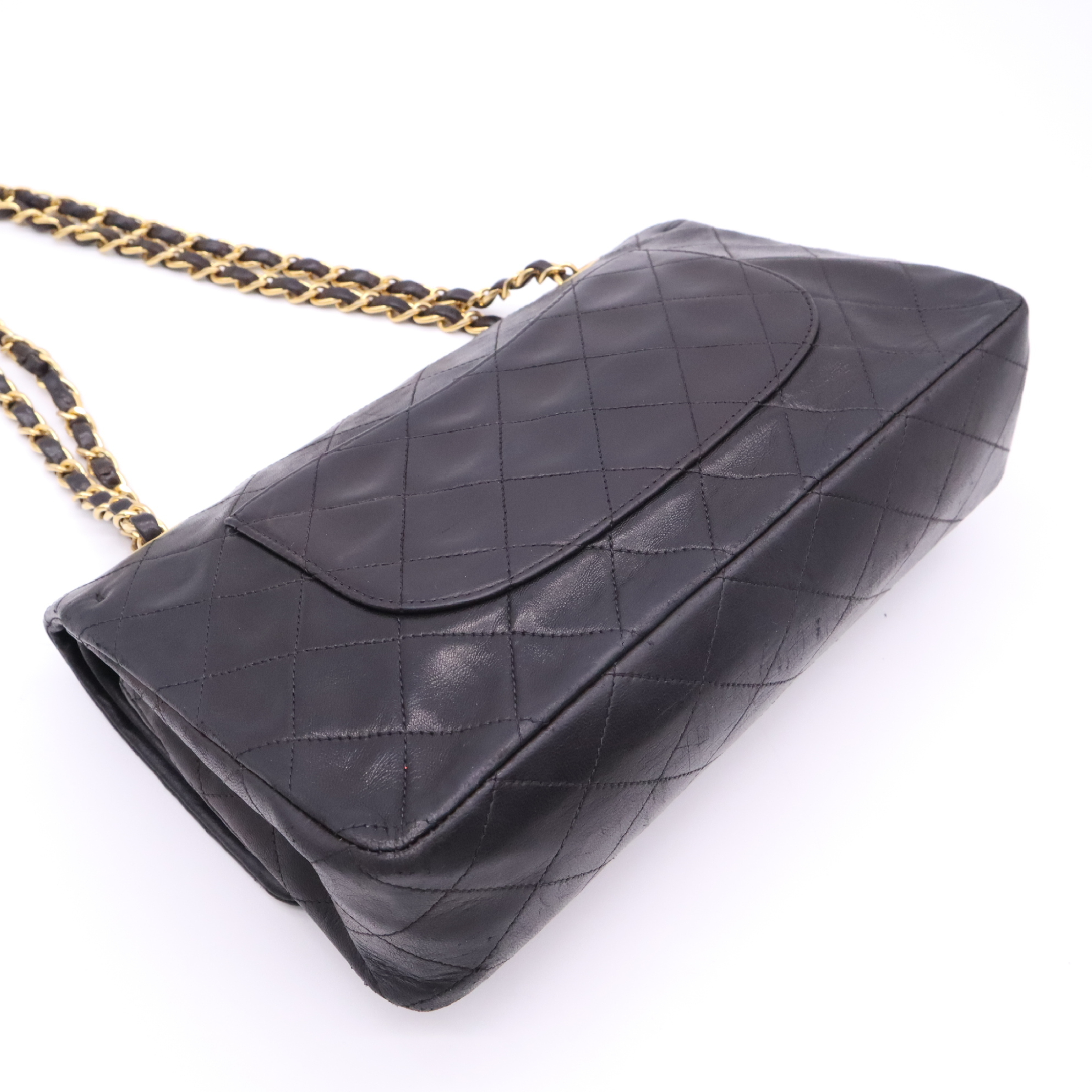 Lambskin Matelassé 25 Double Flap Double Chain Gold Hardware Black Seal 5024893 Shoulder Bag — view 4