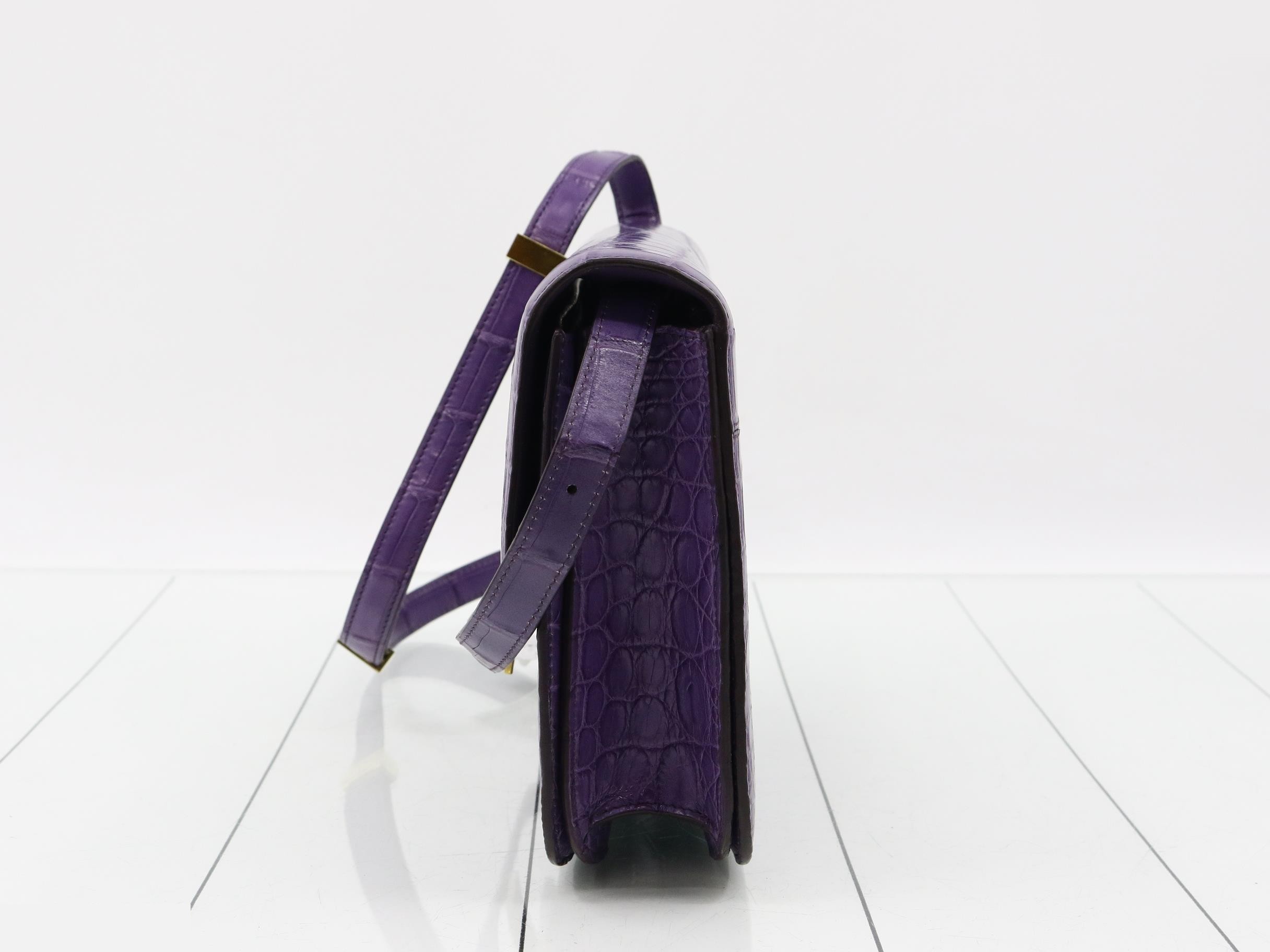 Classic Box Shoulder Bag, Purple — view 3