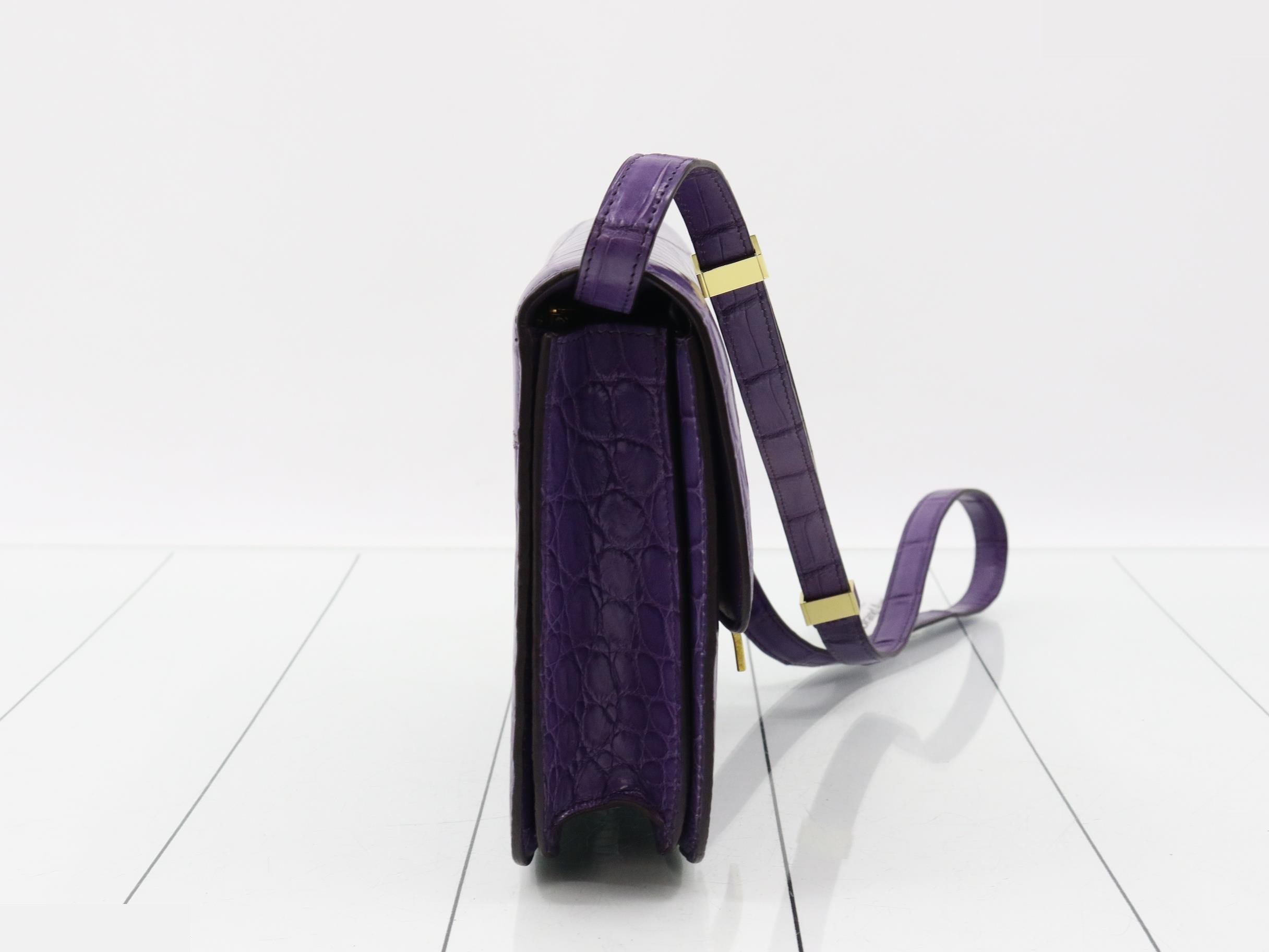 Classic Box Shoulder Bag, Purple — view 4
