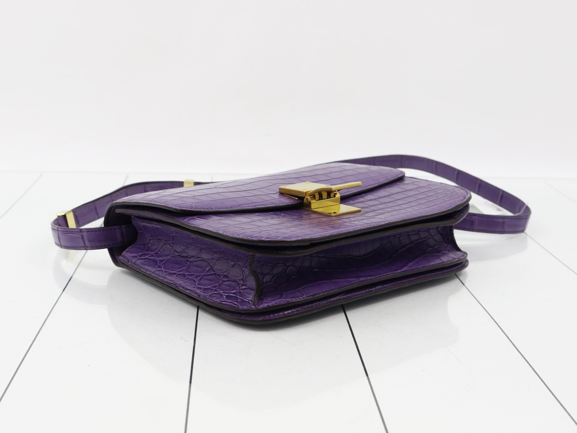 Classic Box Shoulder Bag, Purple — view 5