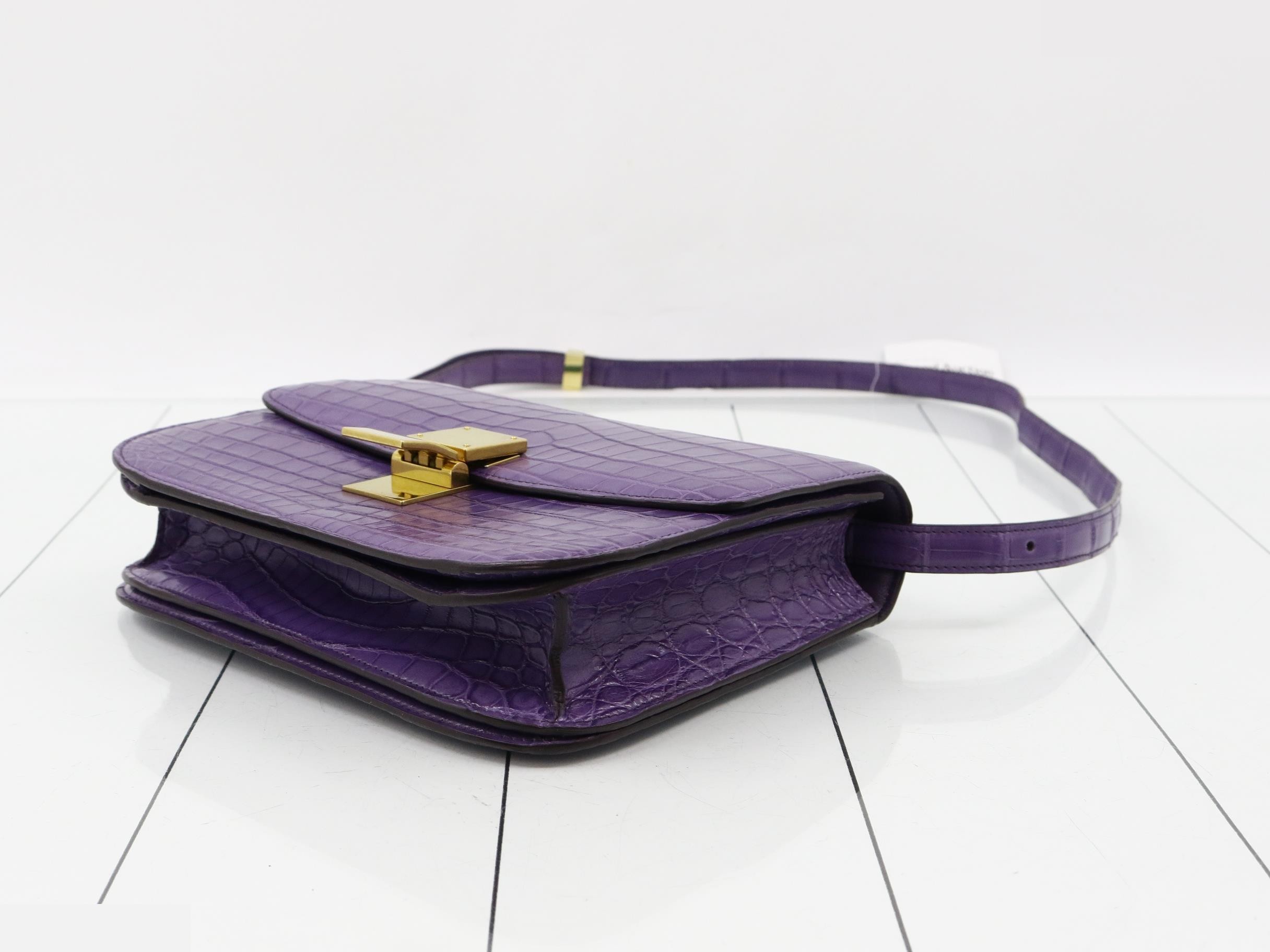 Classic Box Shoulder Bag, Purple — view 6
