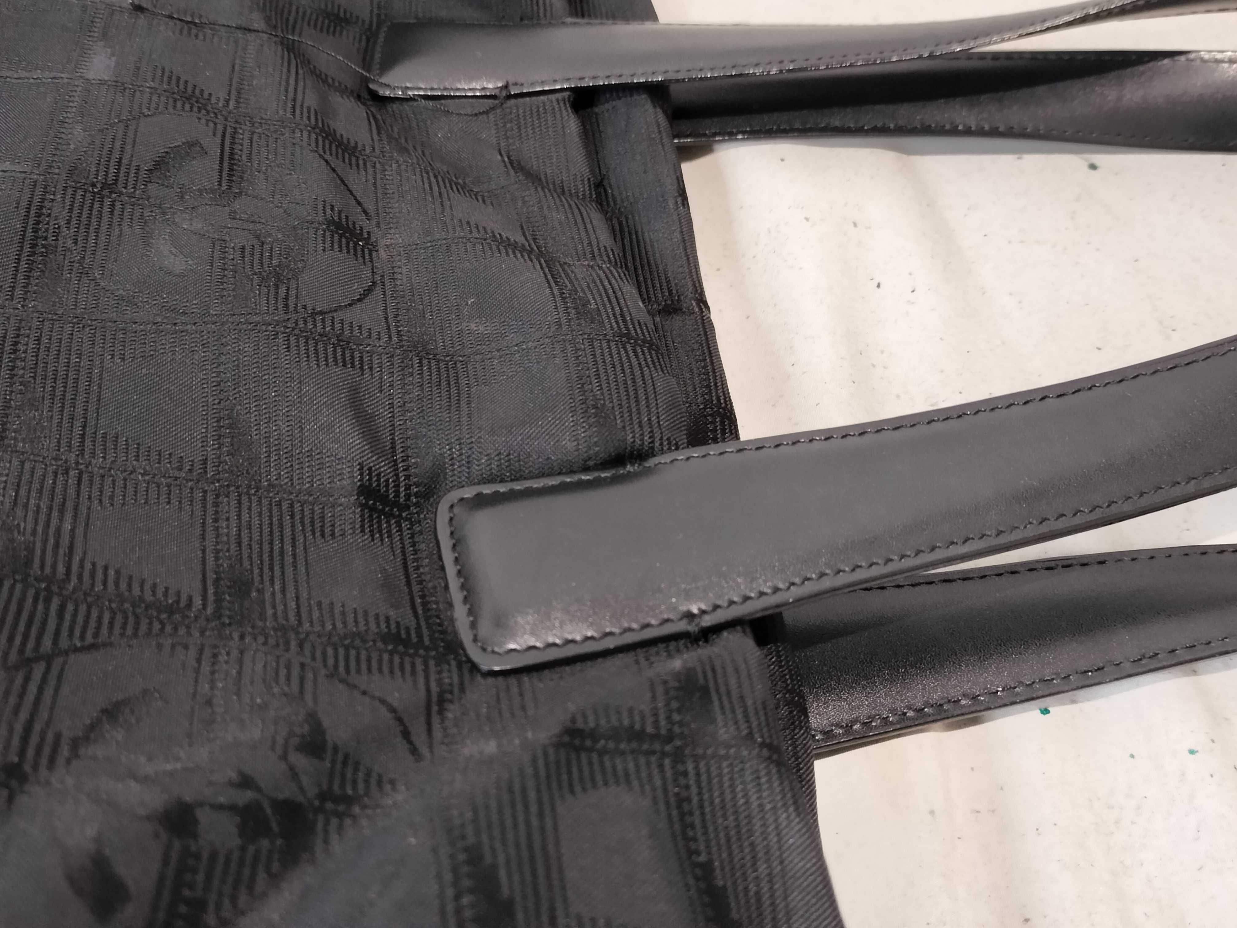 New Travel Line Nylon x Leather Tote Bag, Black Handbag — view 5