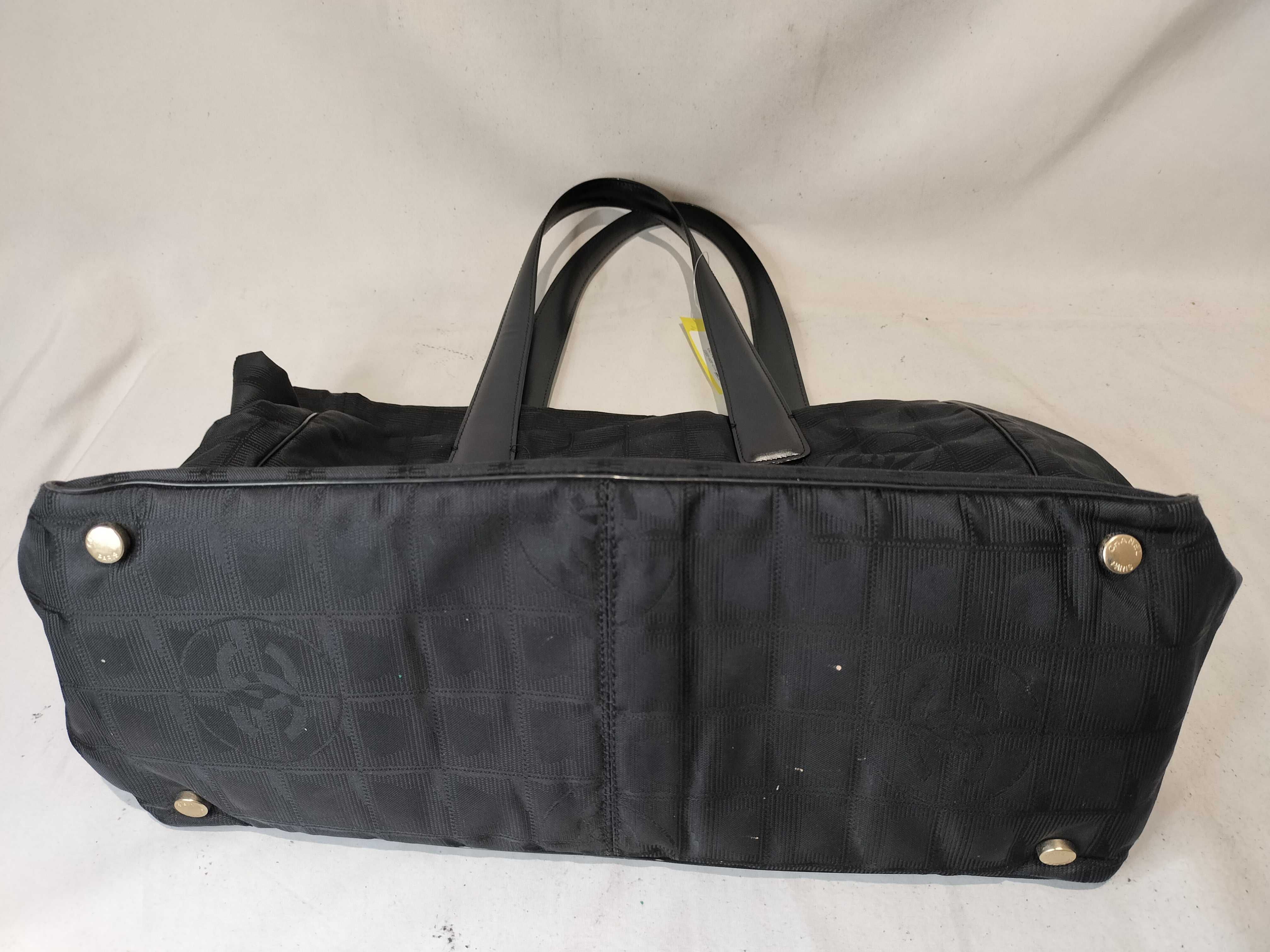 New Travel Line Nylon x Leather Tote Bag, Black Handbag — view 7