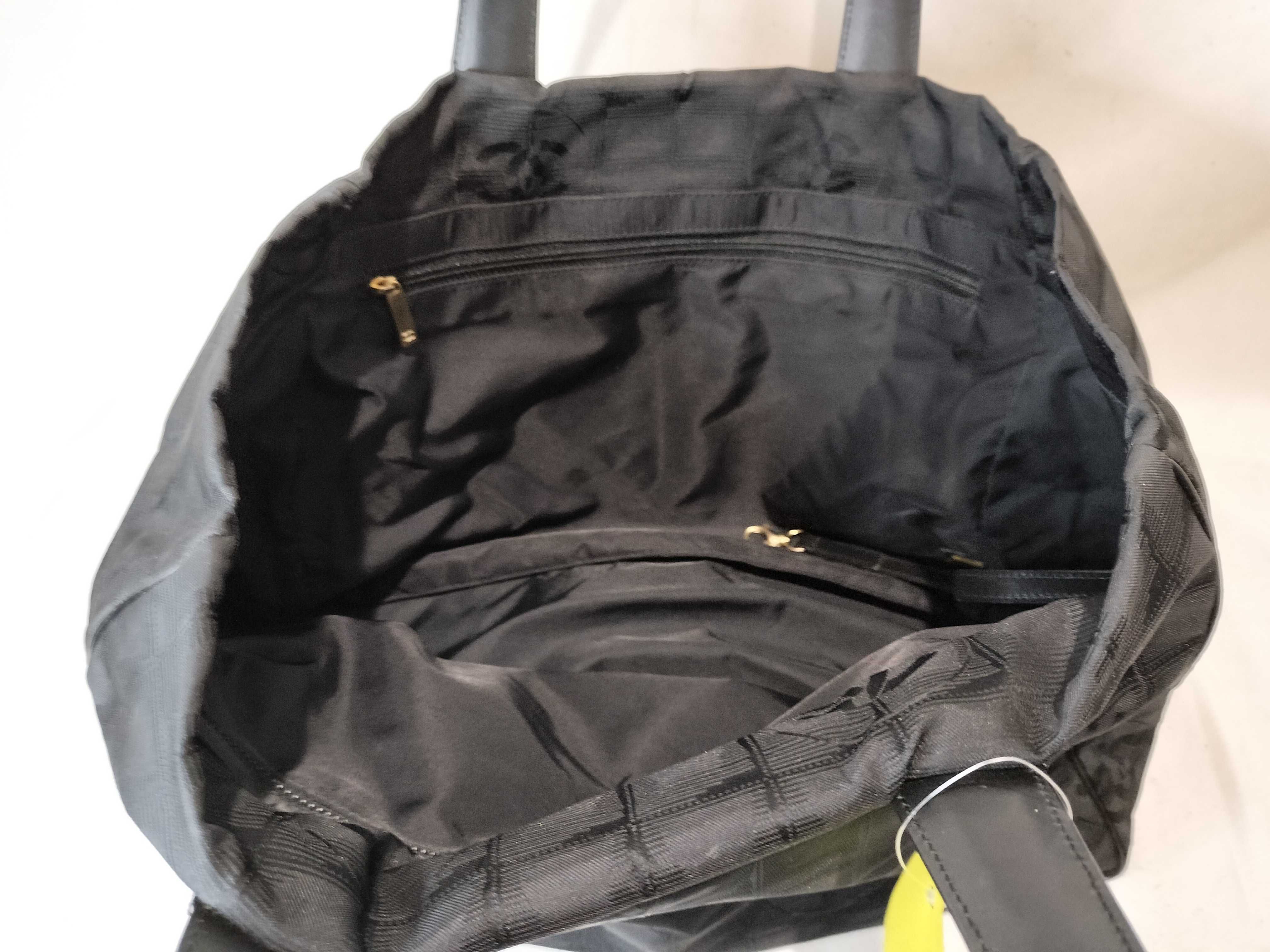 New Travel Line Nylon x Leather Tote Bag, Black Handbag — view 8