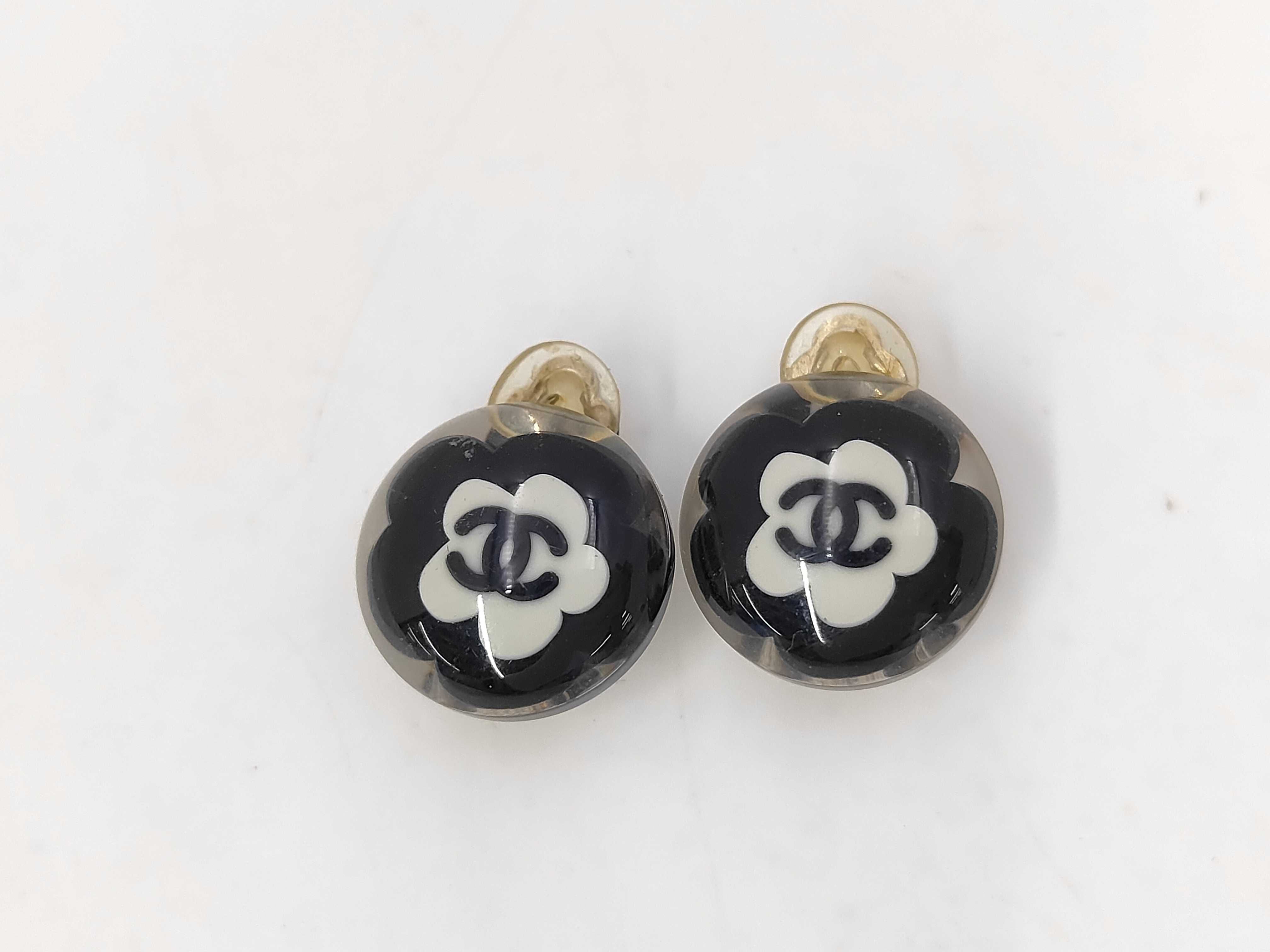 Coco Camellia Round Clear Earrings 04 S