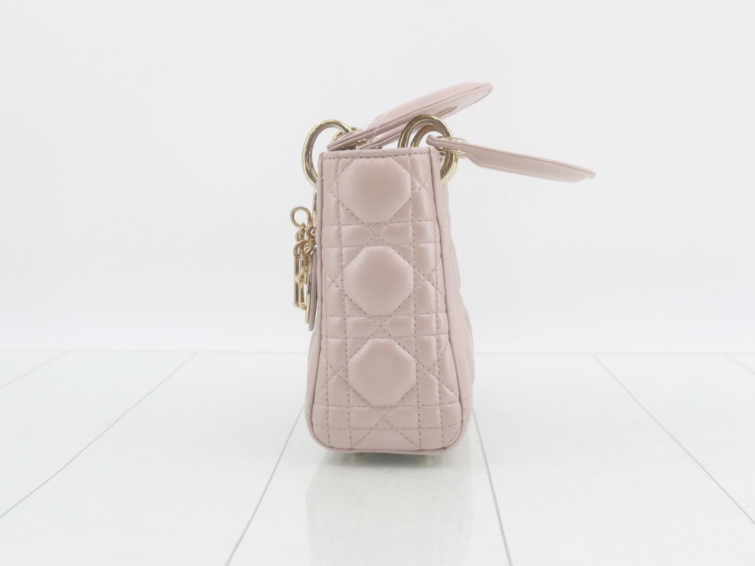 Lady Dior Cannage Lamb 2-Way Handbag — view 3