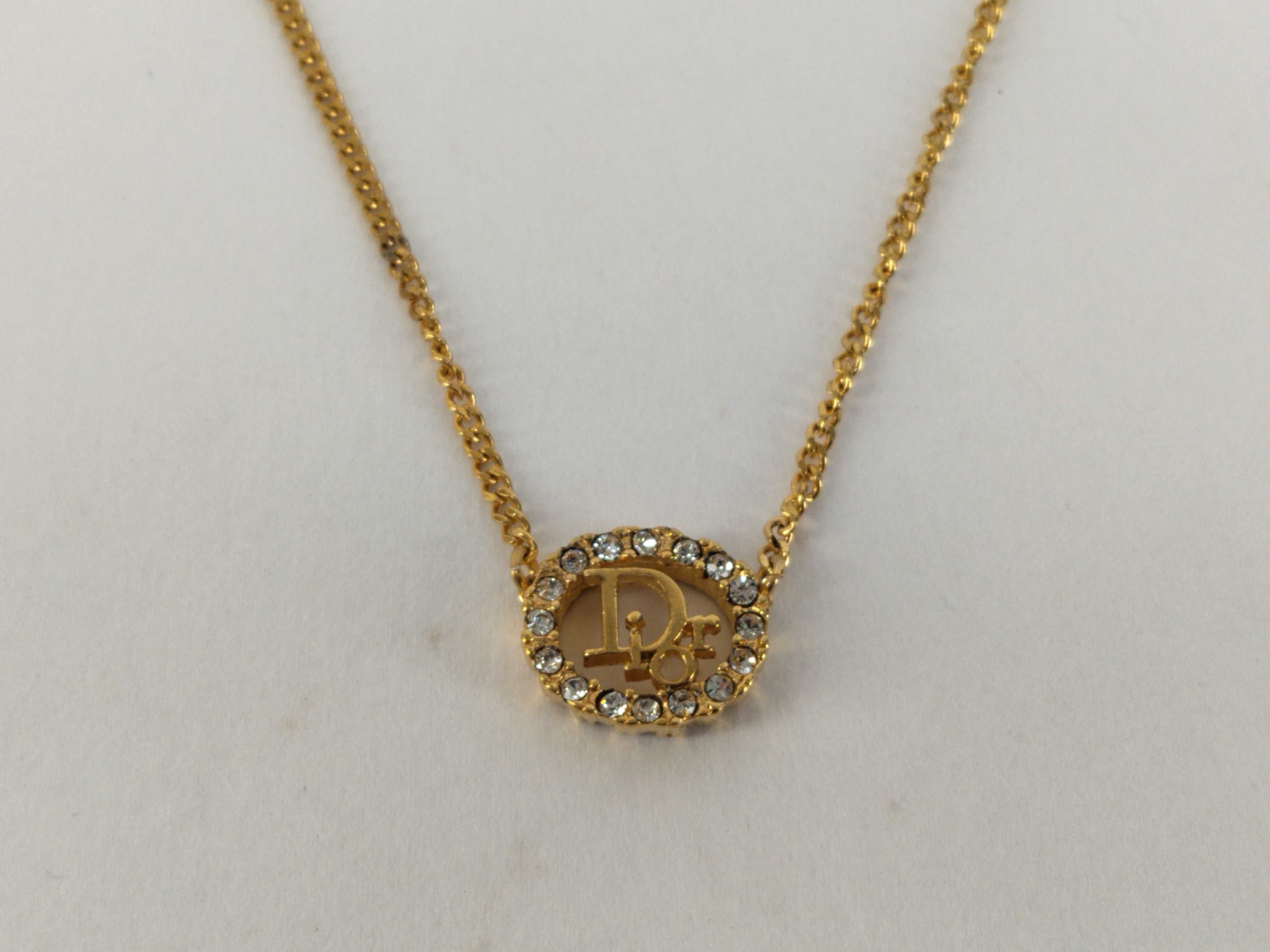 CD Logo Rhinestone Necklace