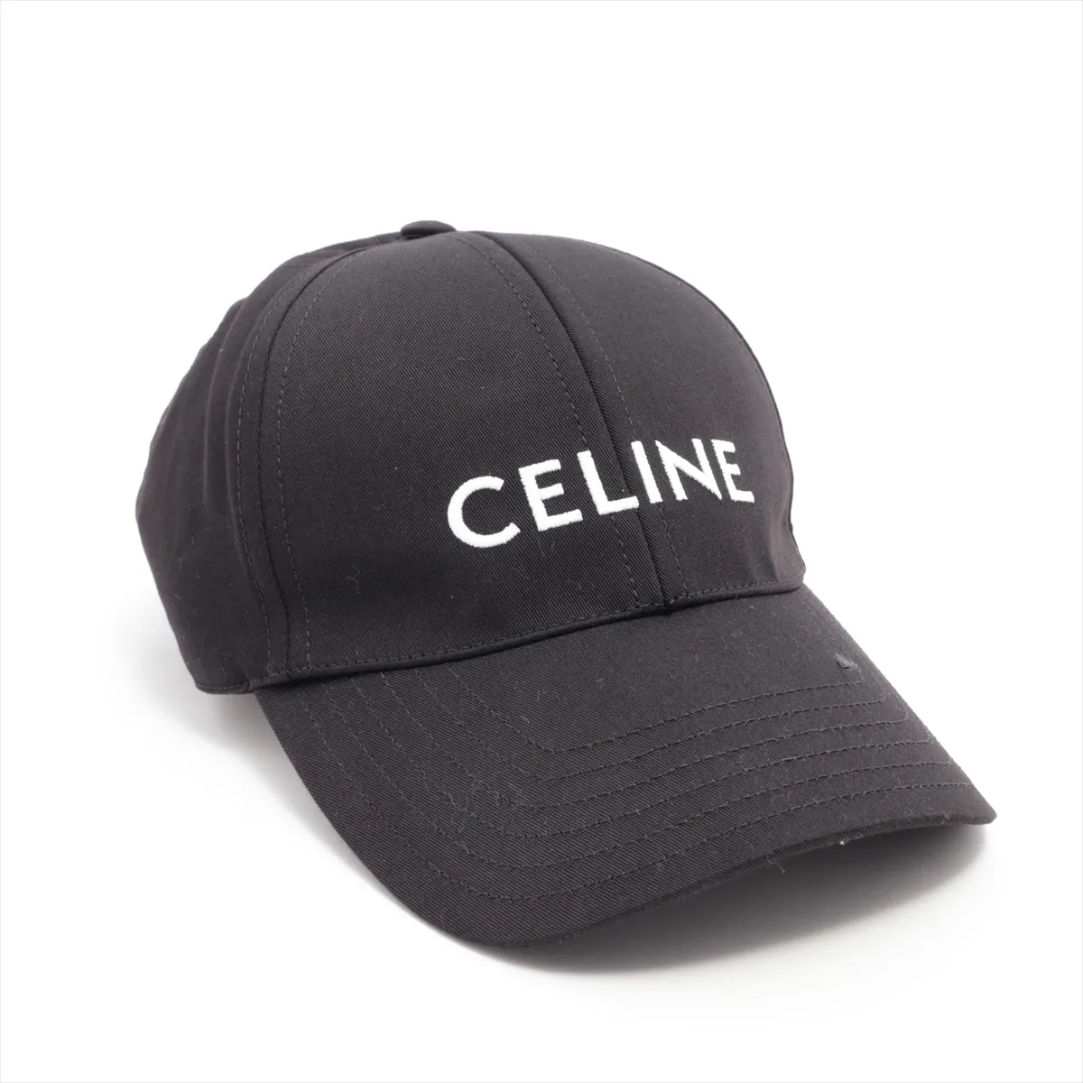 2AUA1242N Logo Cap S Polyester x Cotton Black Threaded Fuzzing Fraying — view 2