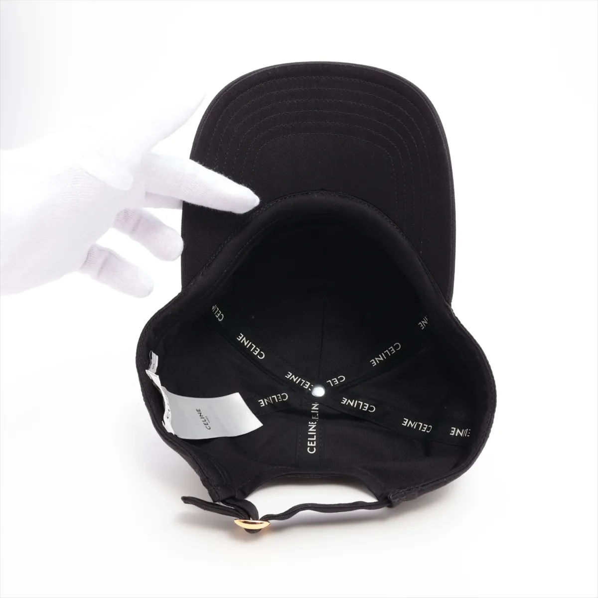 2AUA1242N Logo Cap S Polyester x Cotton Black Threaded Fuzzing Fraying — view 4