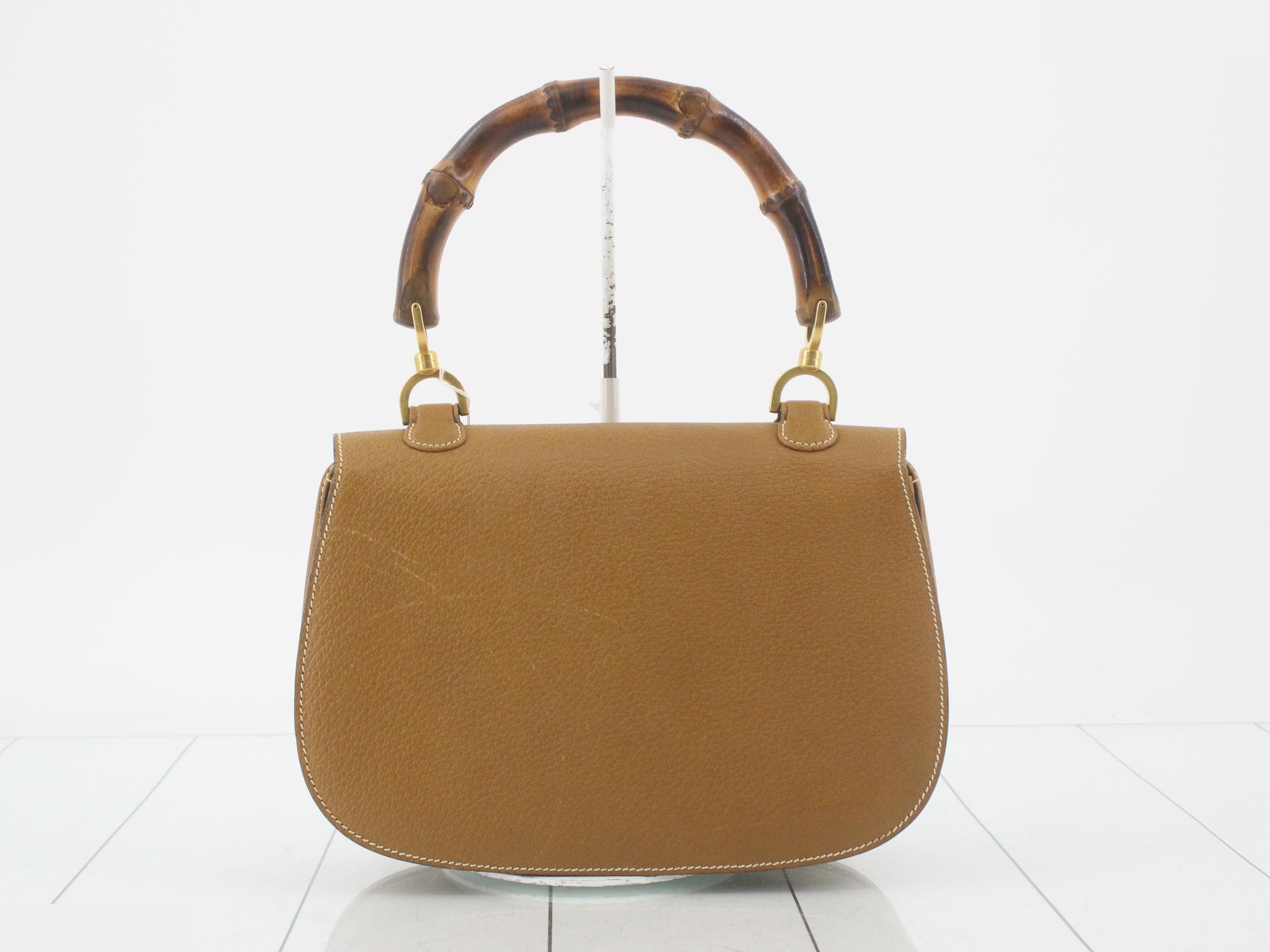 Bamboo Leather Turnlock Handbag — view 2