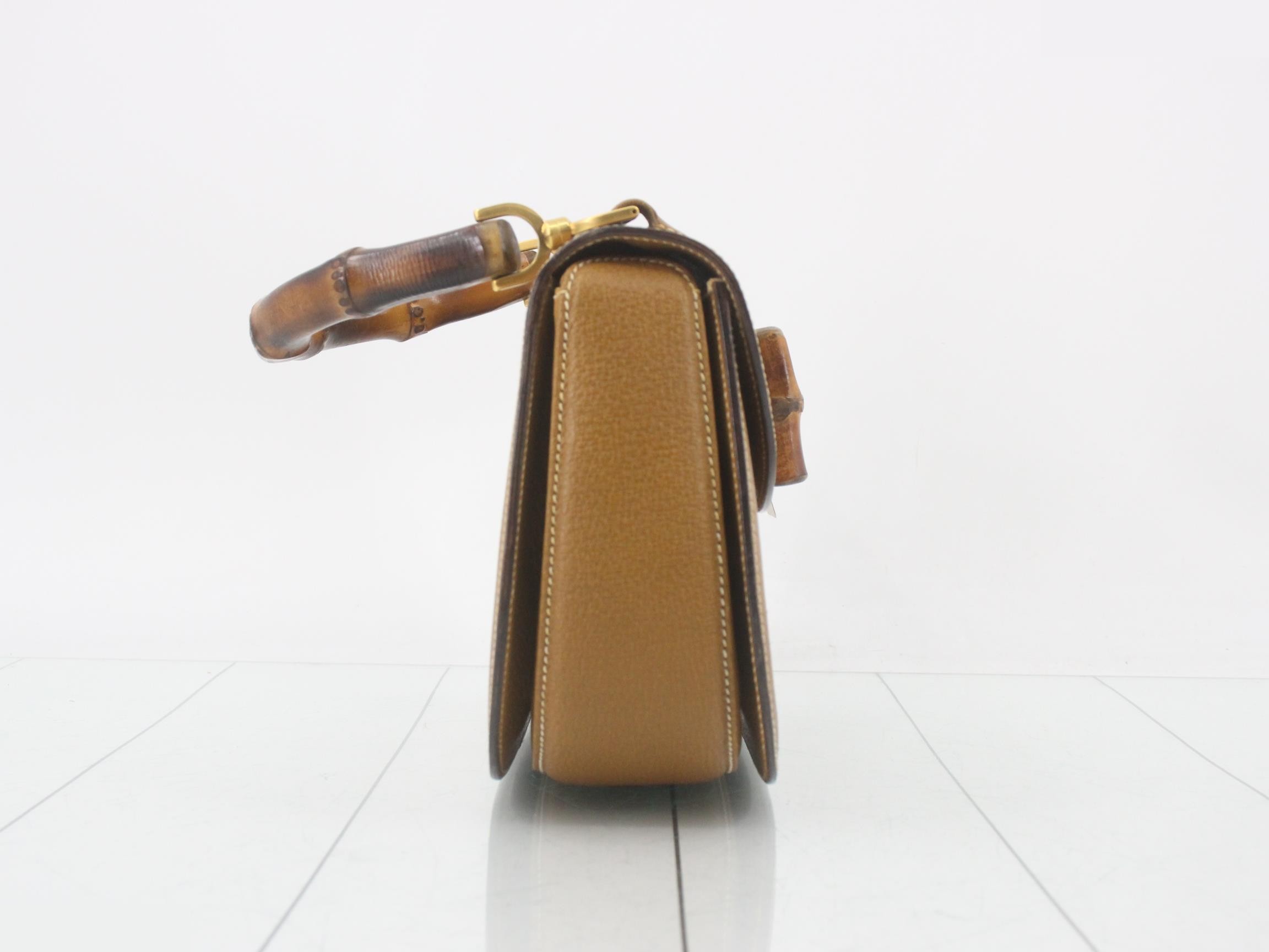 Bamboo Leather Turnlock Handbag — view 4