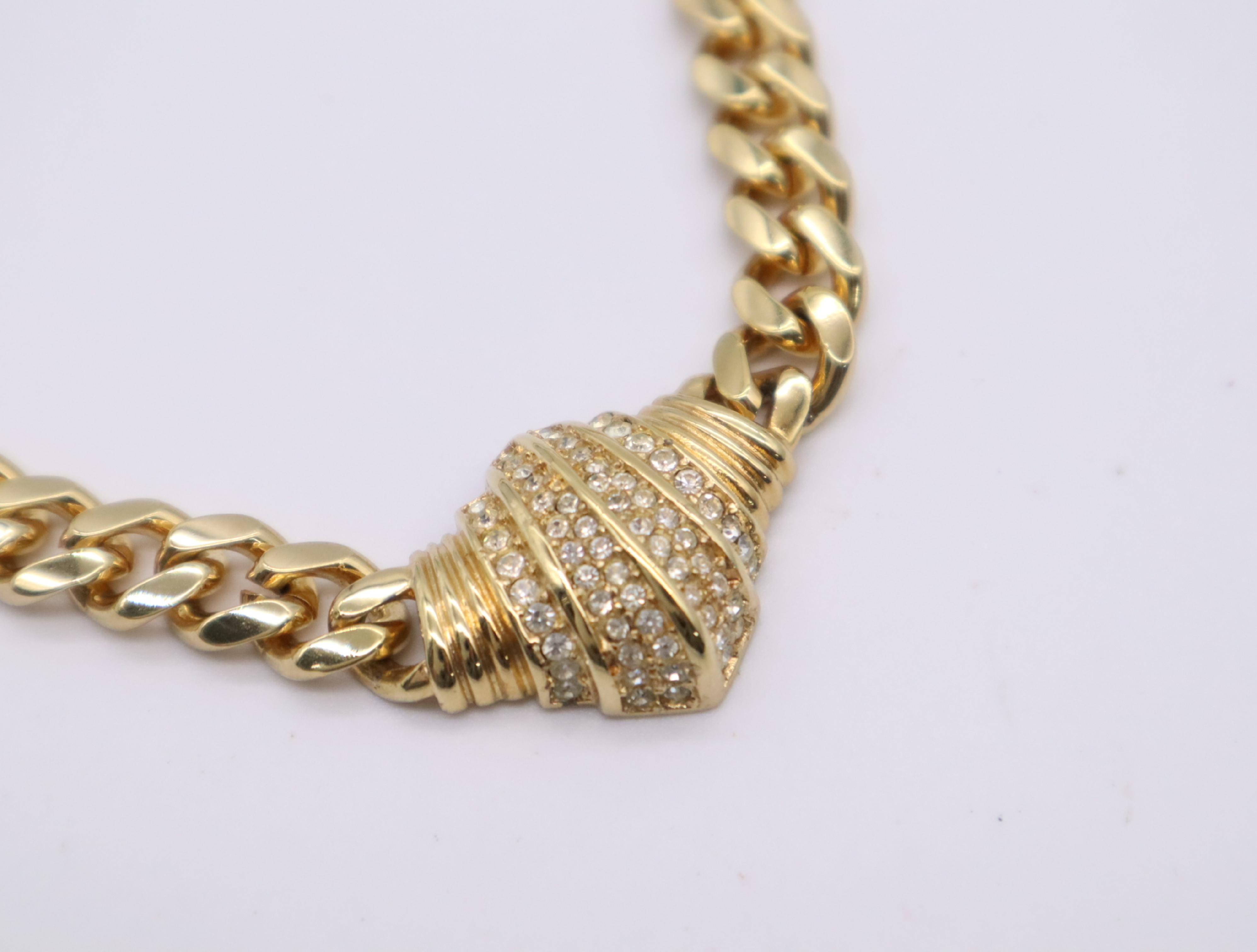 GP/Rhinestone Croissant Motif Chain Necklace — view 3