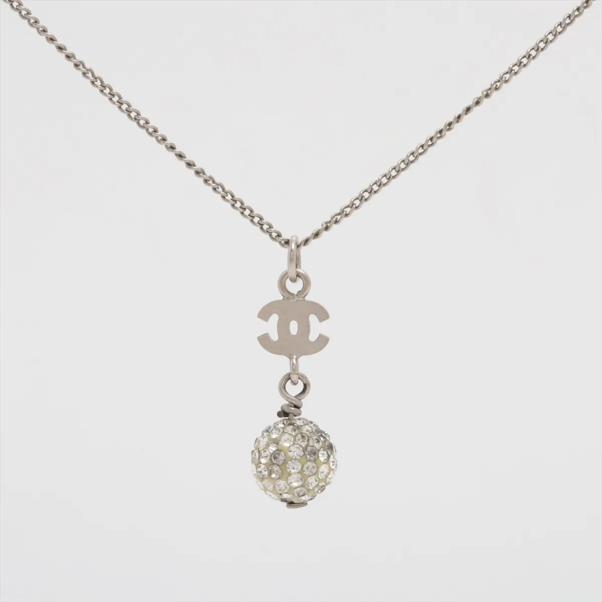 Coco Mark B11P Necklace, Metal x Rhinestone, Silver, — view 2